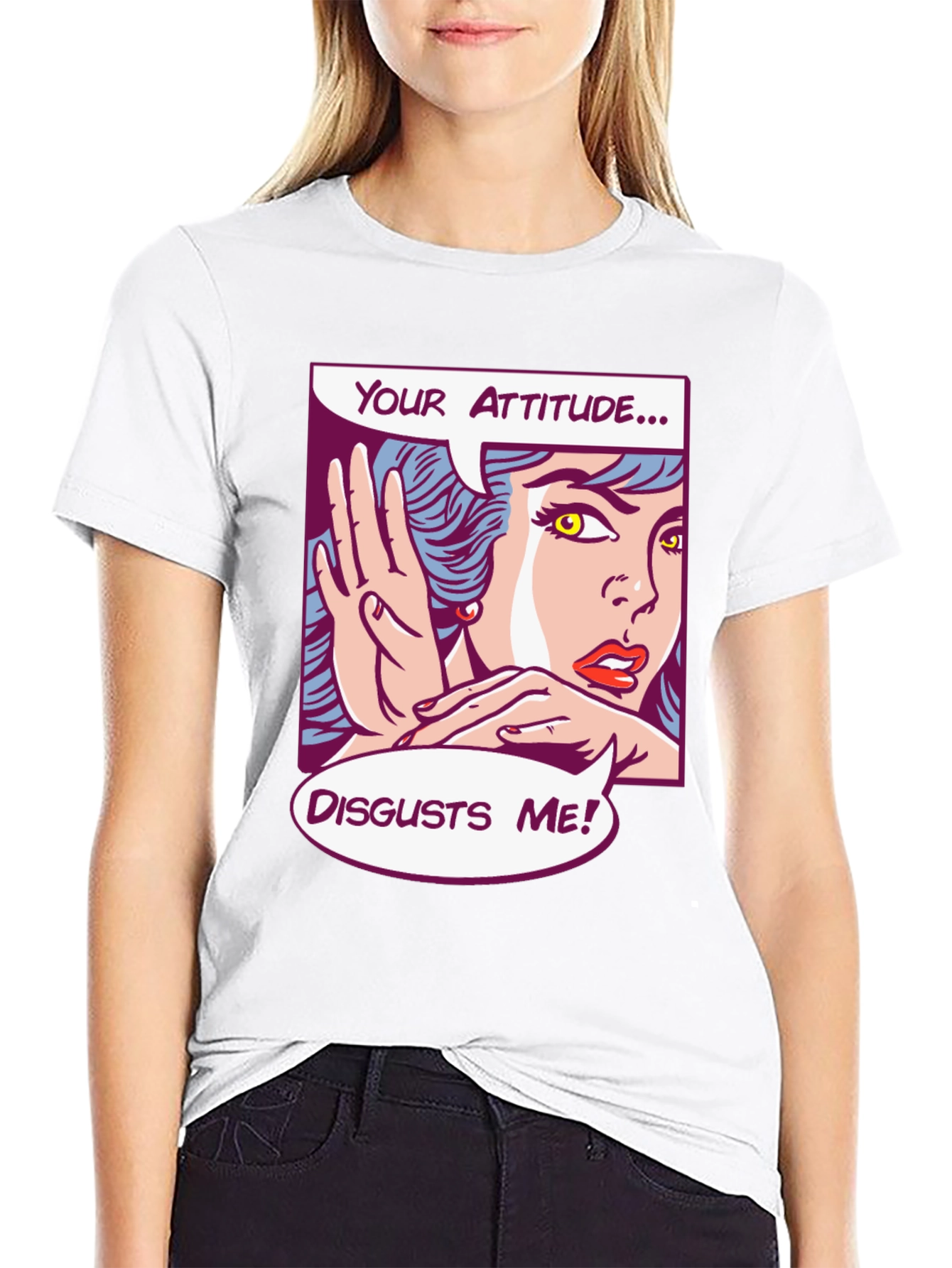 Black Attitude Disgusts Me Pop Art T-Shirt view 9