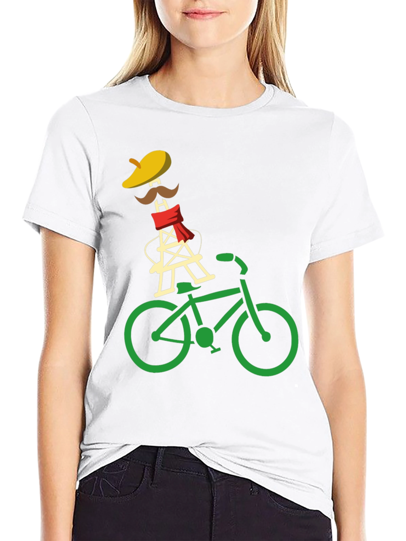 Black Eiffel Tower Bike Ride Graphic Tee view 9