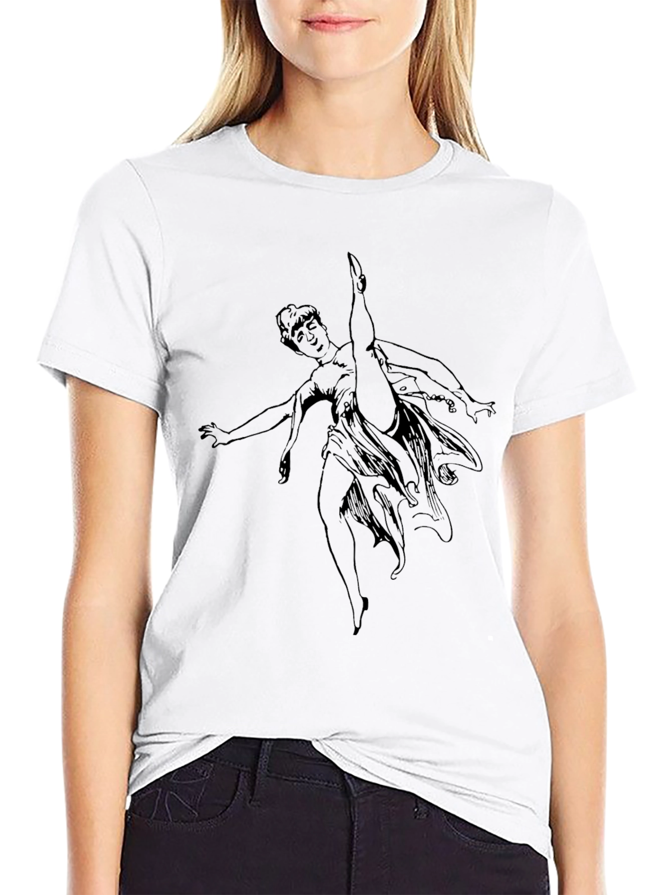 Black Graphic Tee - Dancing Woman Design - 9