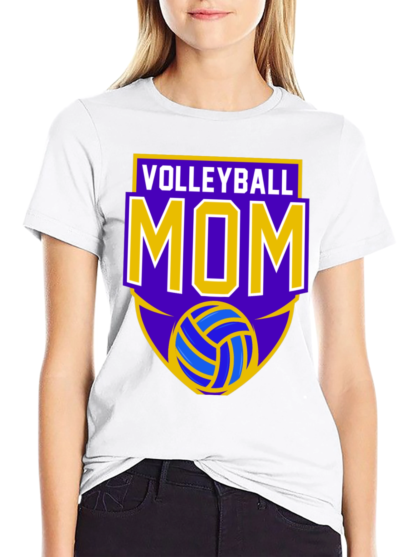 Black Volleyball Mom T-Shirt view 9