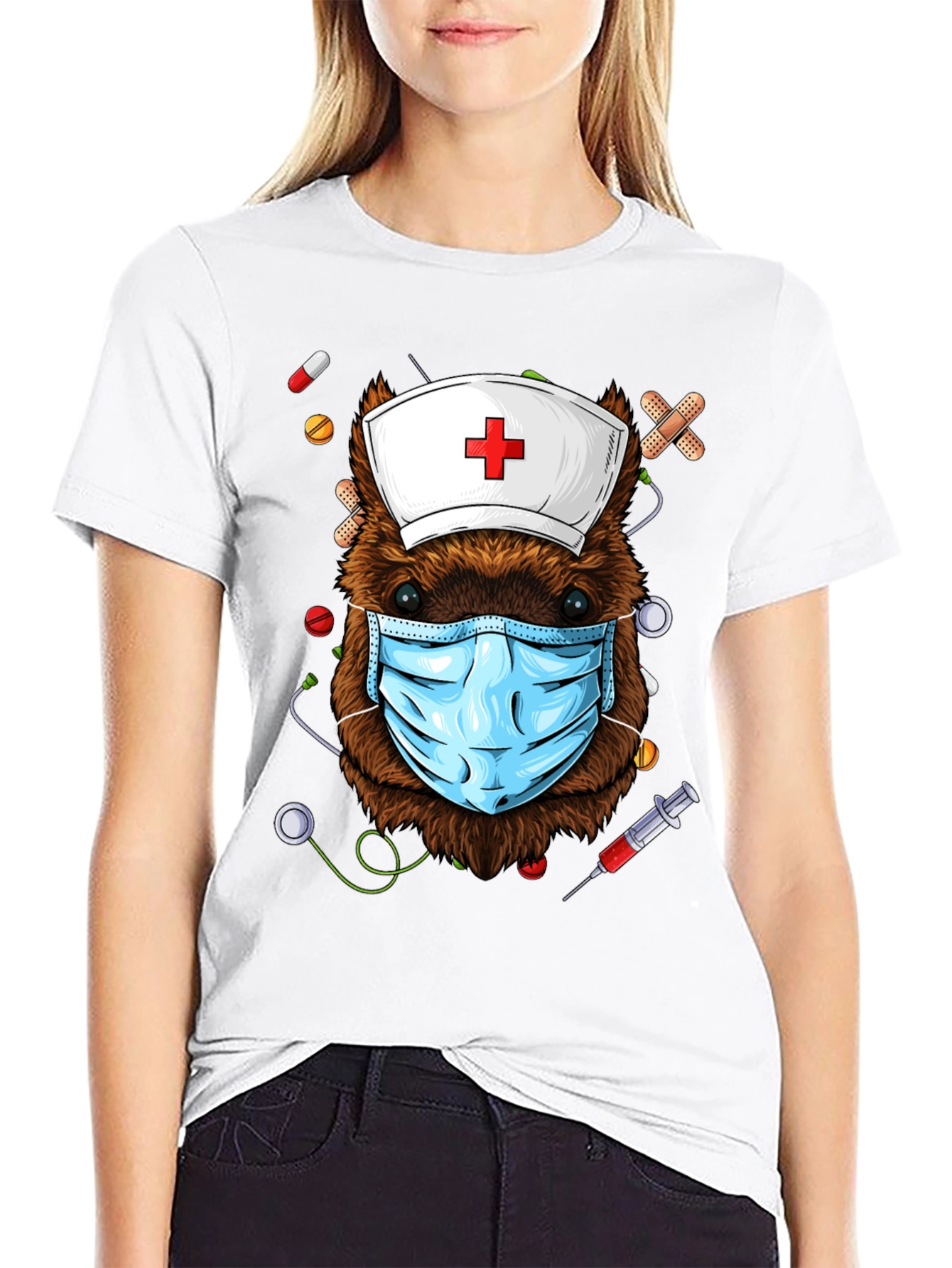 Black Nurse Beaver T-Shirt: Healthcare Hero view 9