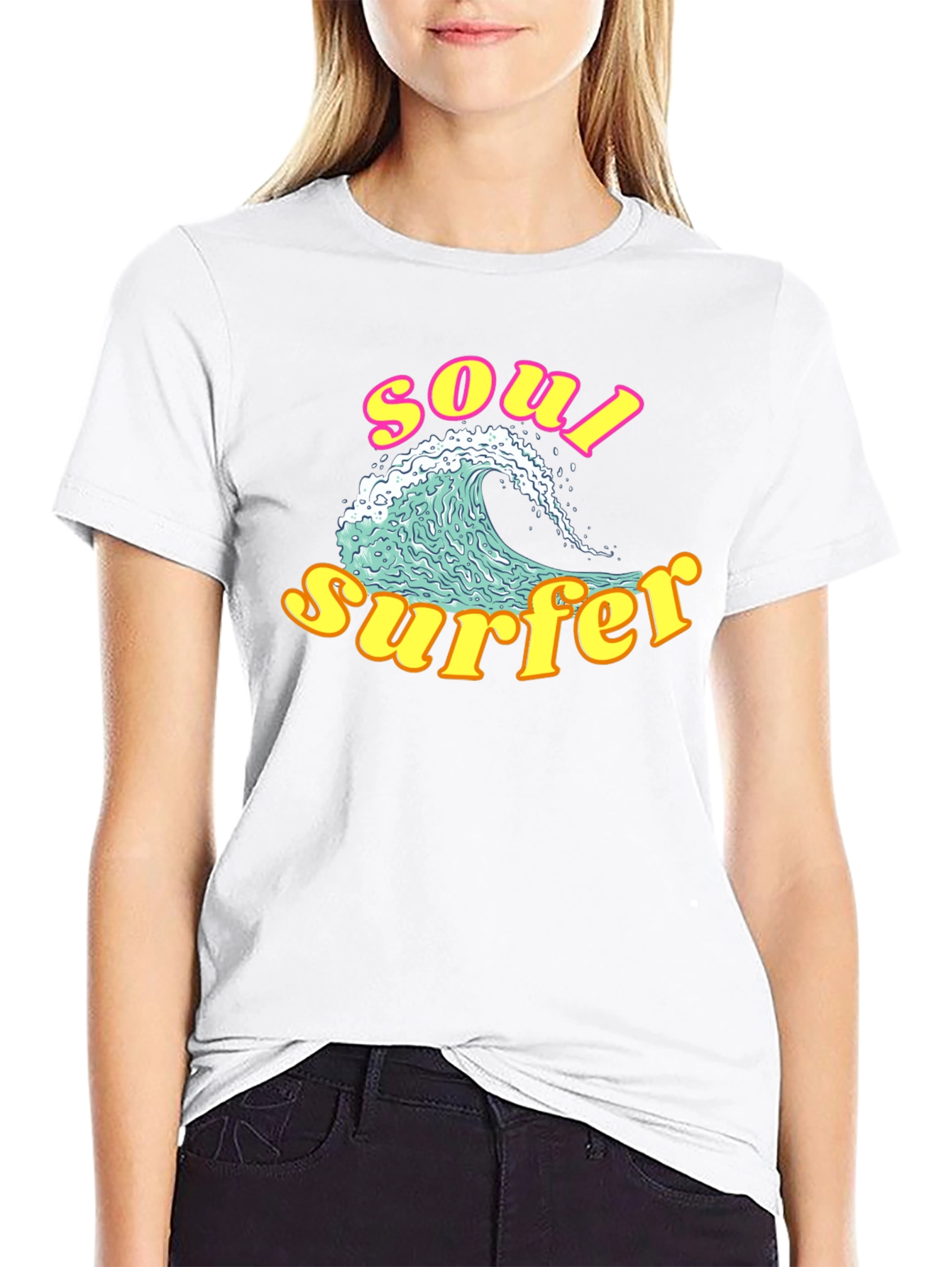 Black Soul Surfer Graphic Tee - Retro Wave Design view 9