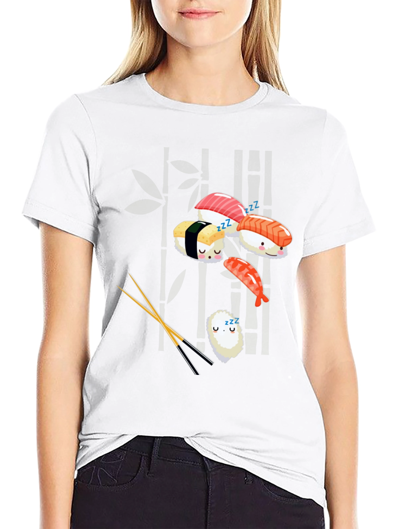 Black Sushi Nap T-Shirt: Cute & Comfy Japanese Food Tee view 9