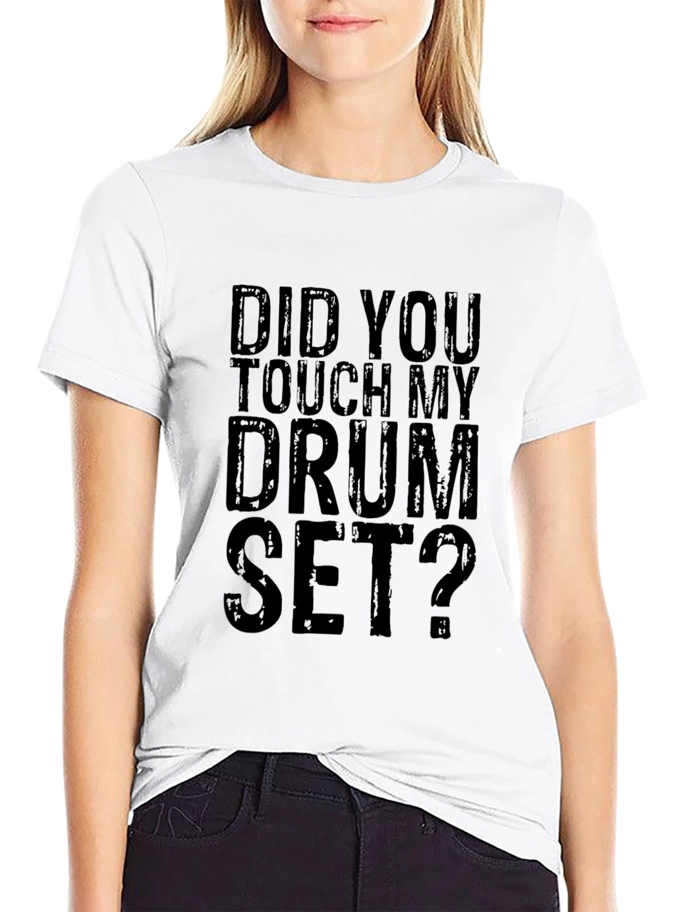 Black Did You Touch My Drum Set? Black Graphic Tee view 9