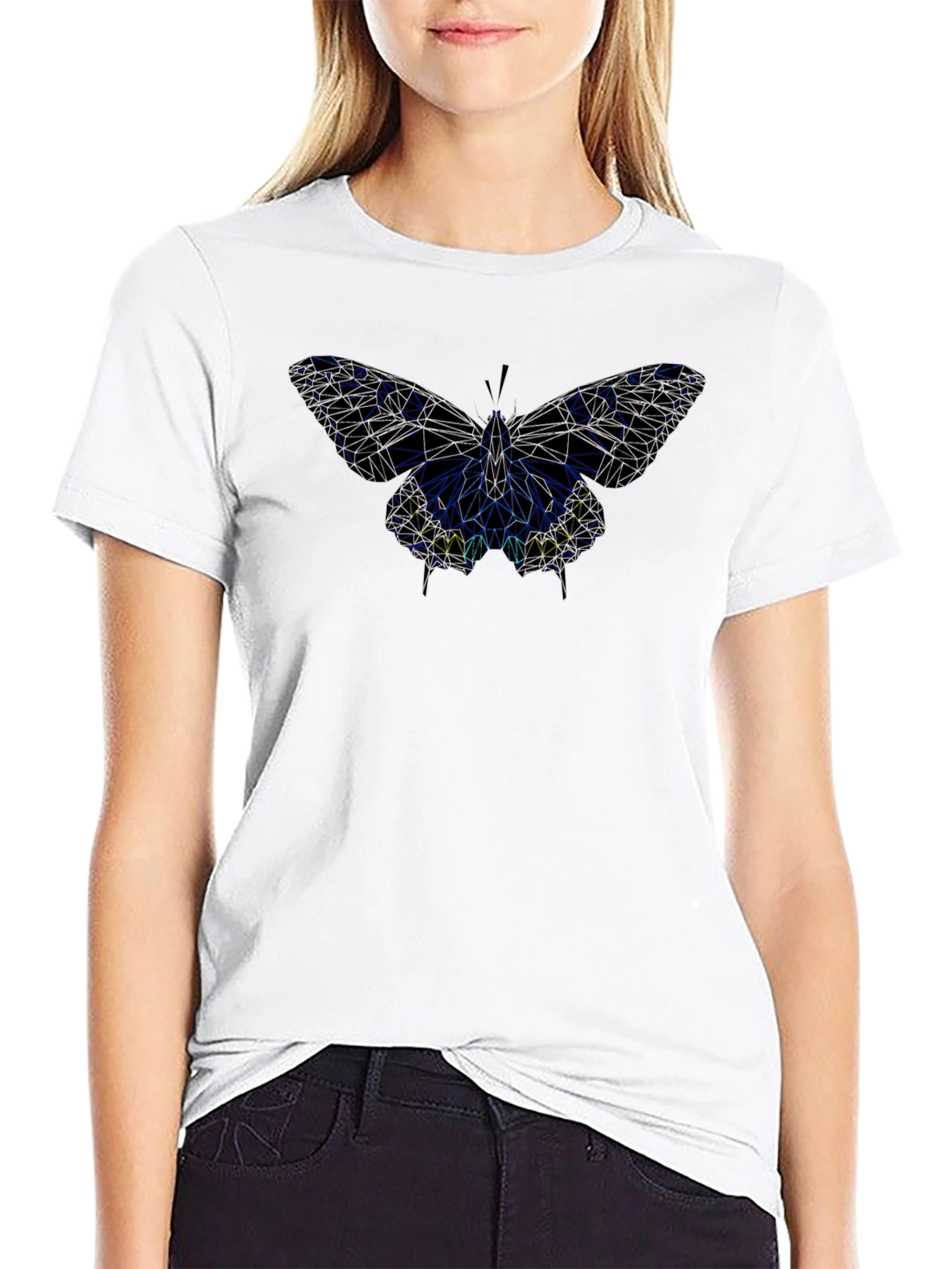 Black Geometric Butterfly Black T-Shirt view 9