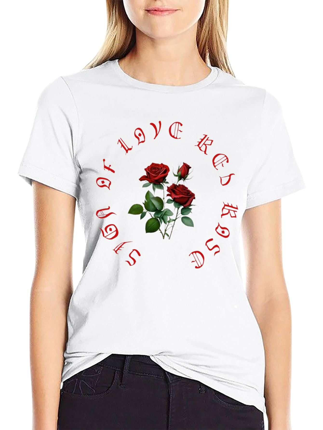 Black Red Roses of Love Black T-Shirt view 9