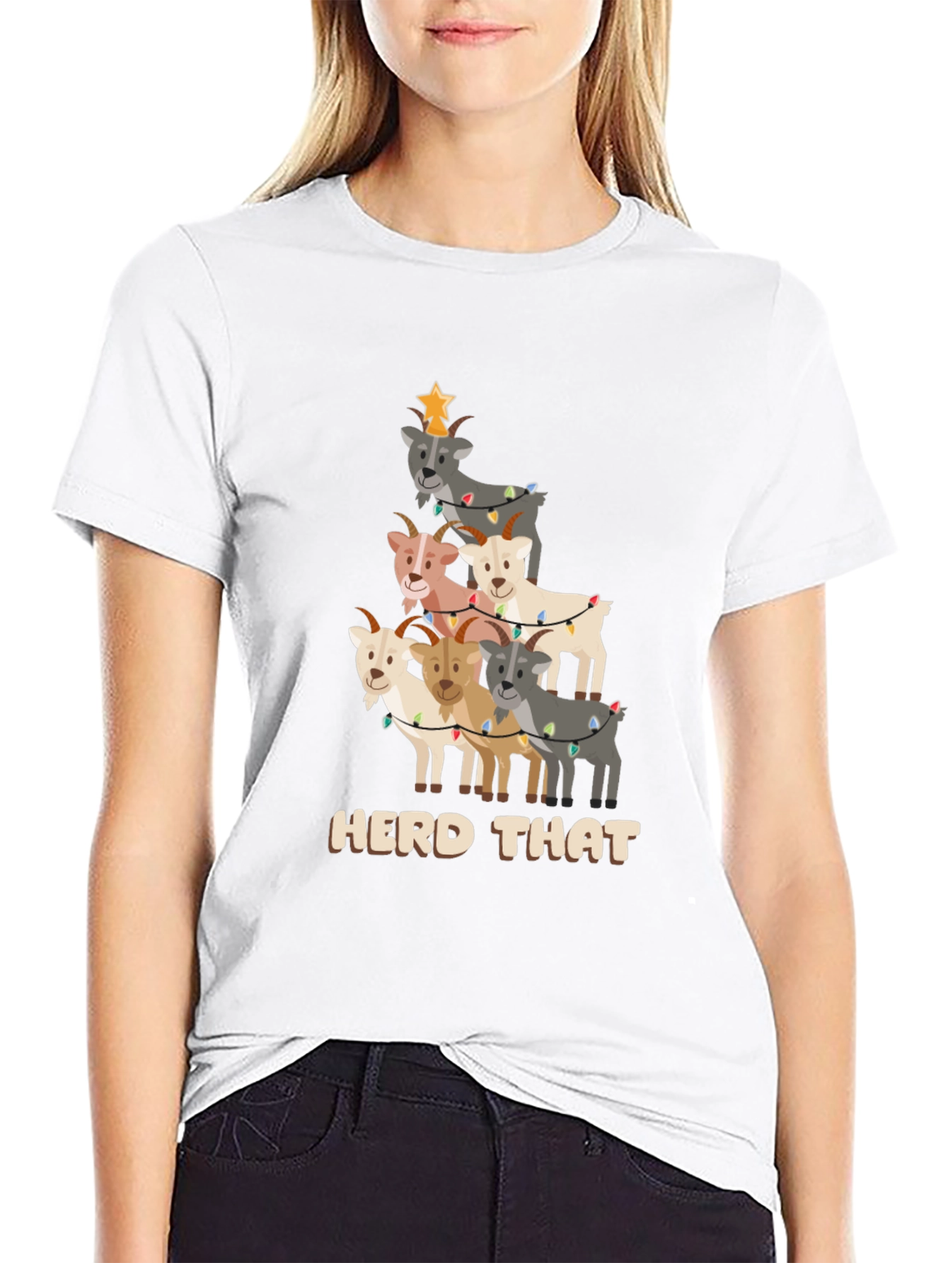 Black Herd That Christmas Goat T-Shirt view 9
