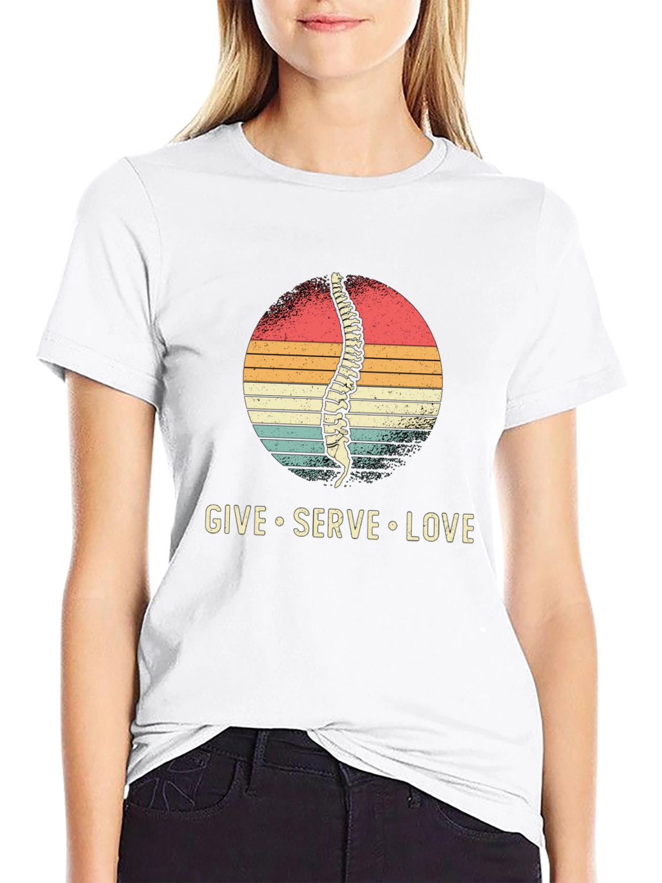 Black Chiropractor T-Shirt - Spine Give Serve Love view 9