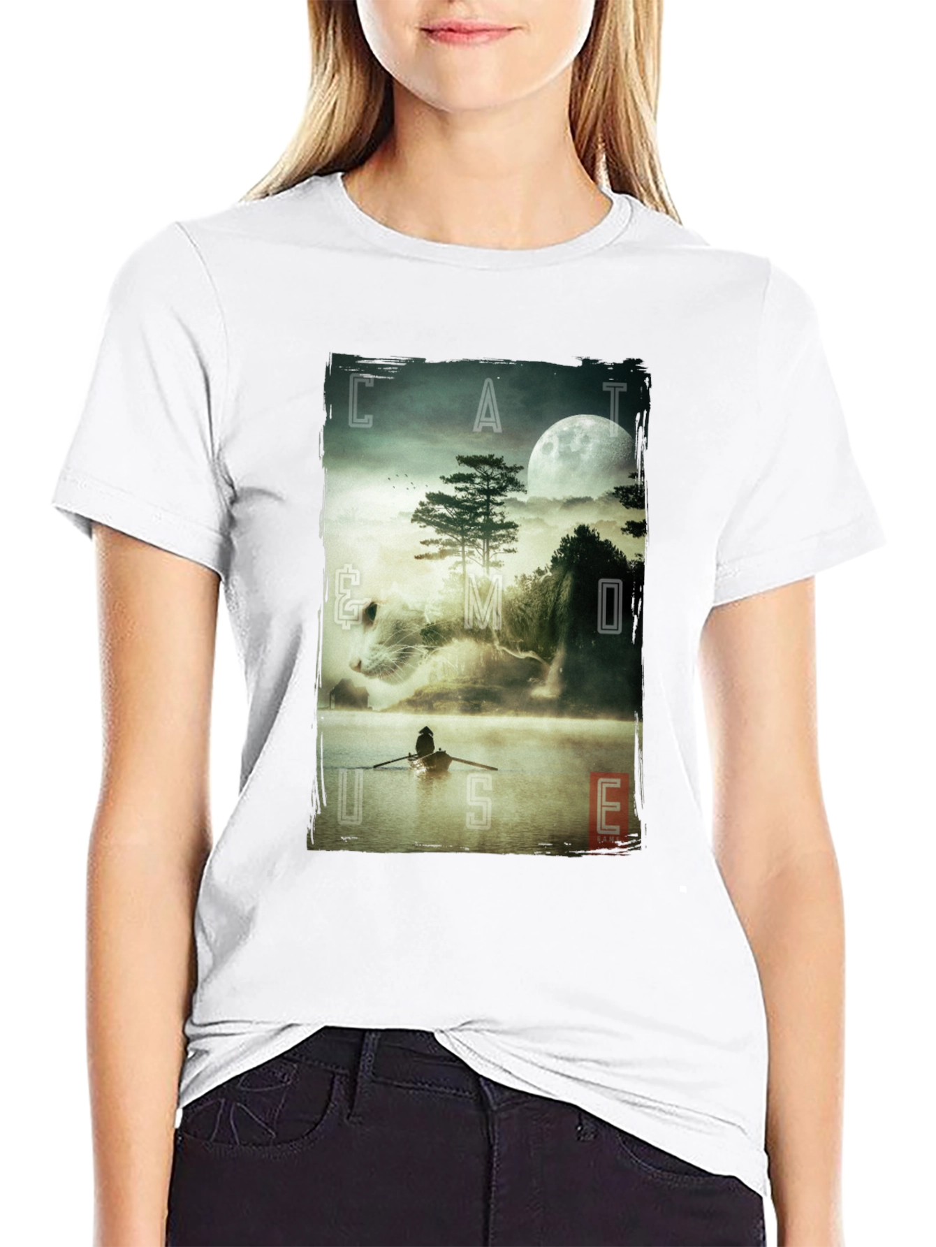 Cat & Moon Graphic Tee - 9