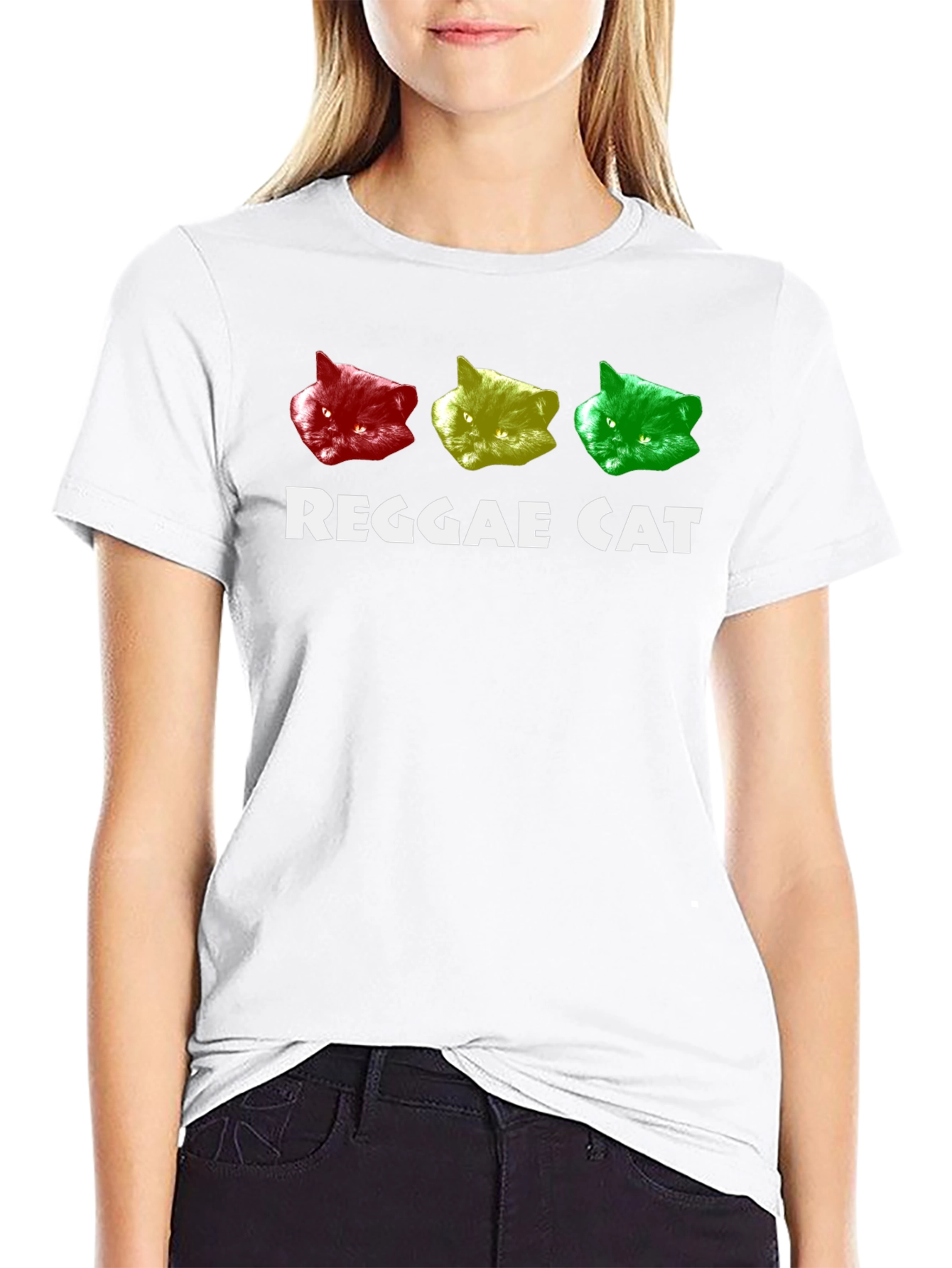 Black Reggae Cat T-Shirt - Rasta Colors Tee view 9