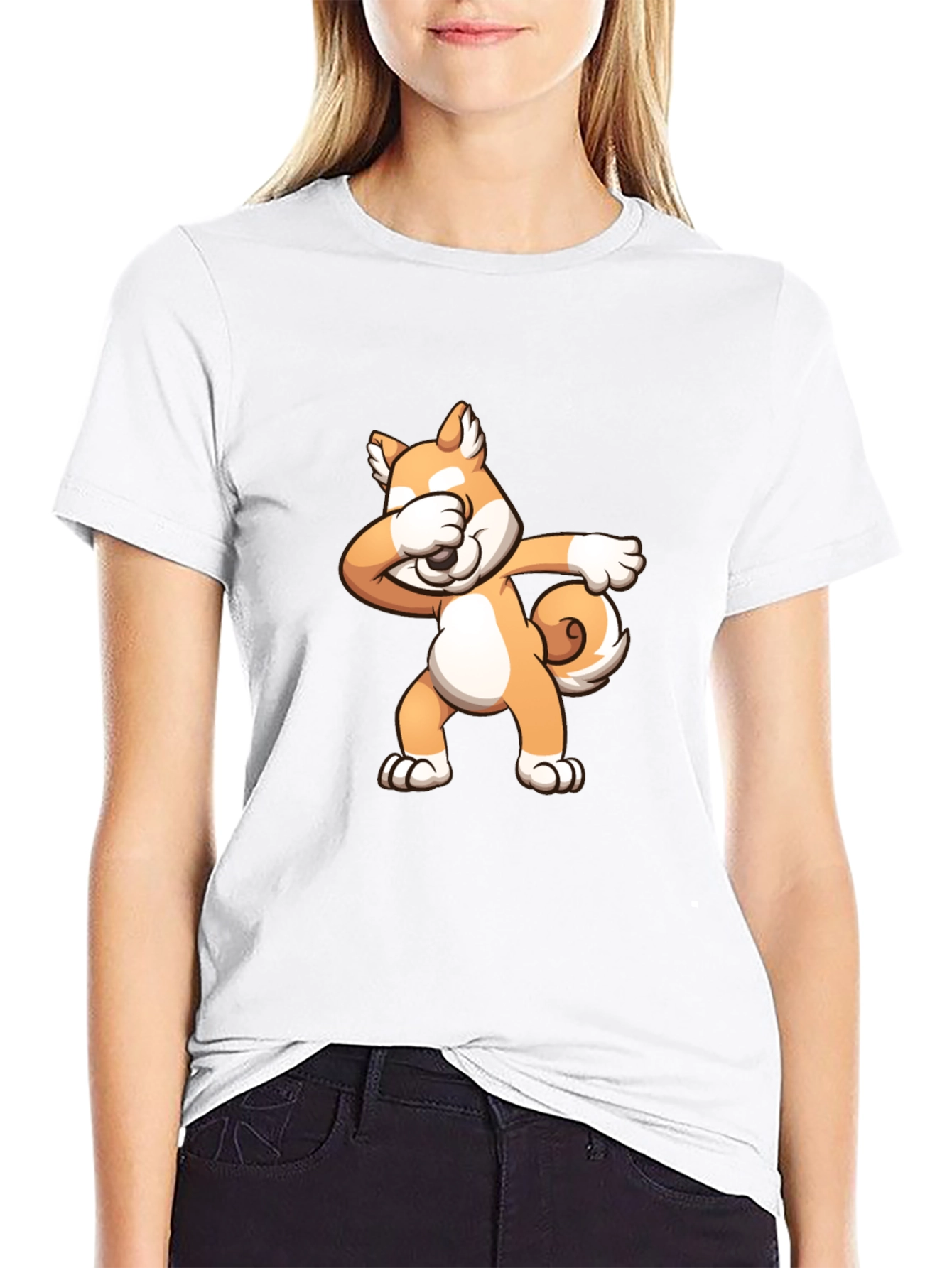 Black Dabbing Shiba Inu Black T-Shirt view 9