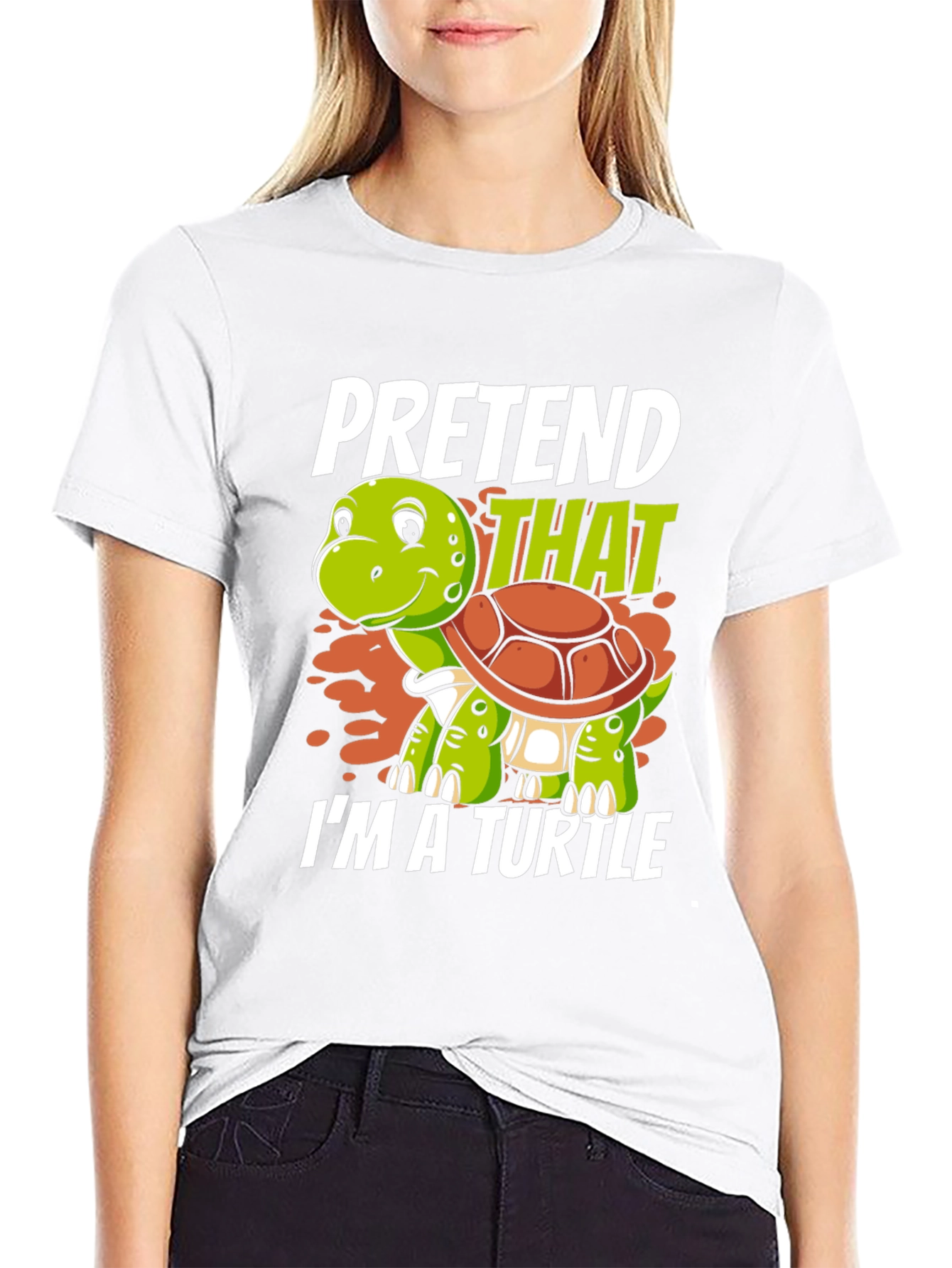 Black Pretend I'm a Turtle Graphic T-Shirt view 9