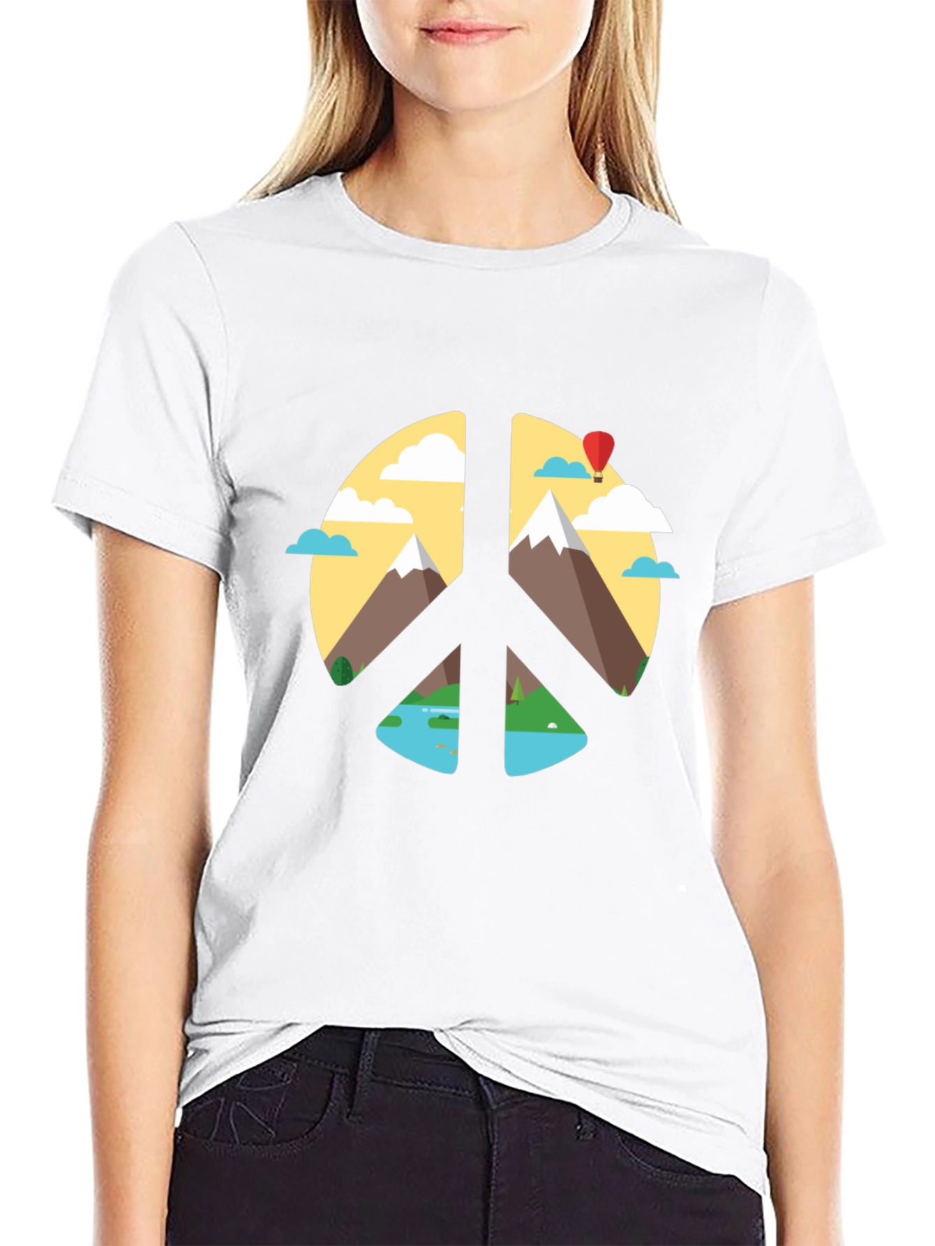 Black Peace Sign Nature Graphic T-Shirt view 9