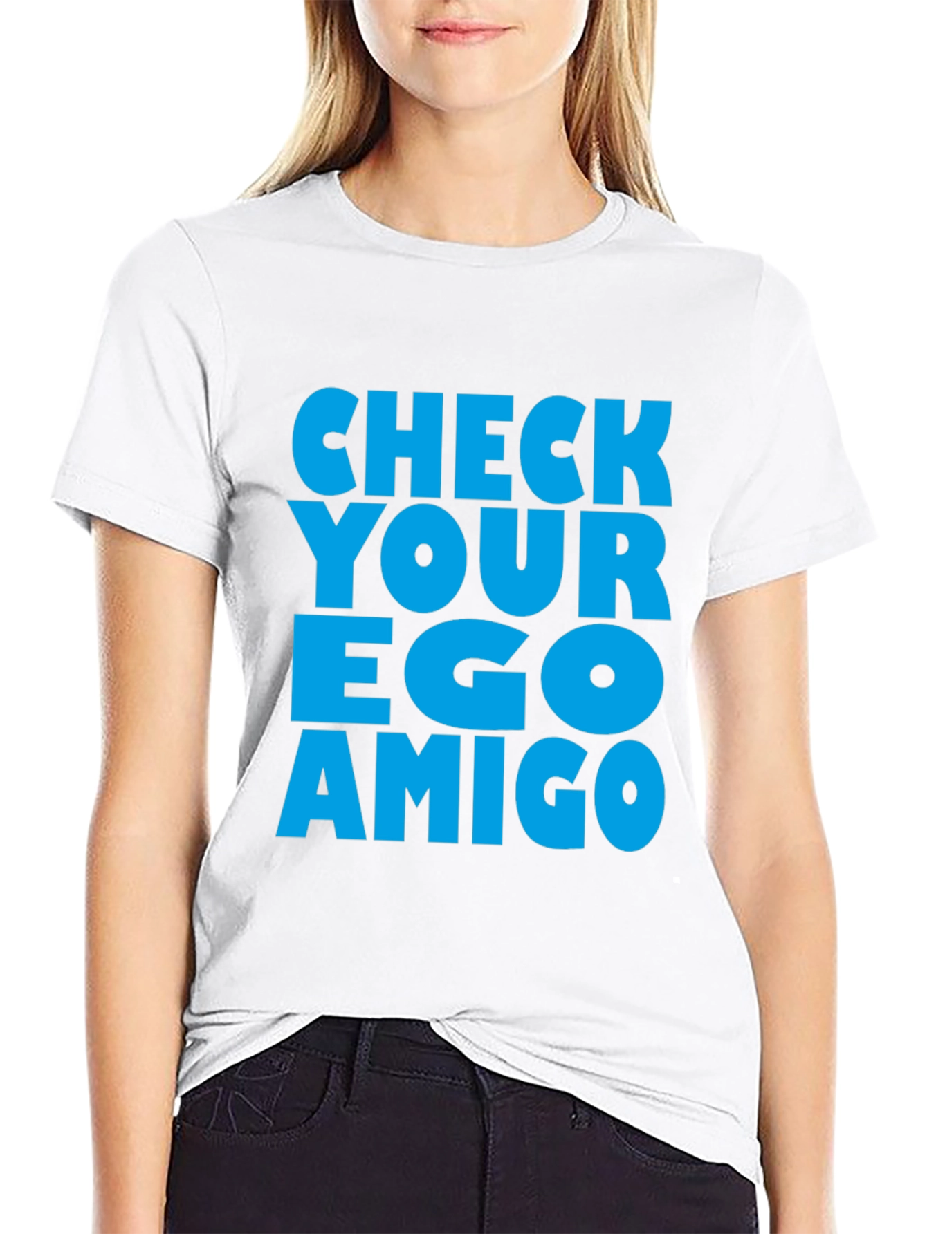 Black Check Your Ego Amigo Graphic Tee view 9