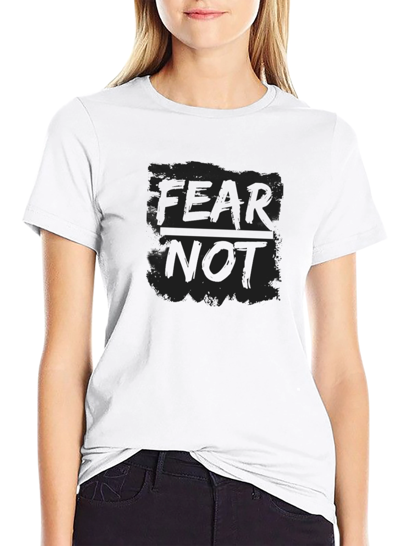 Black Fear Not Black T-Shirt - Inspirational Graphic Tee view 9