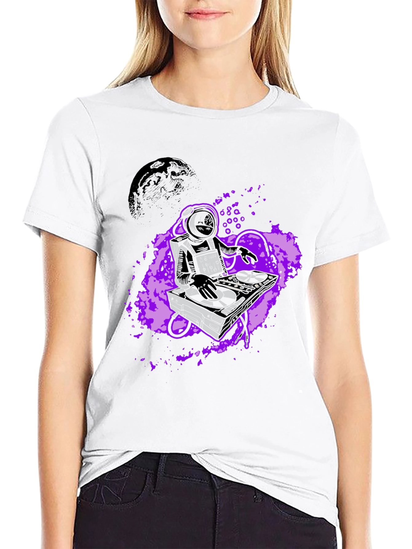 Black DJ Astronaut Graphic Tee - Space Beats T-Shirt view 9
