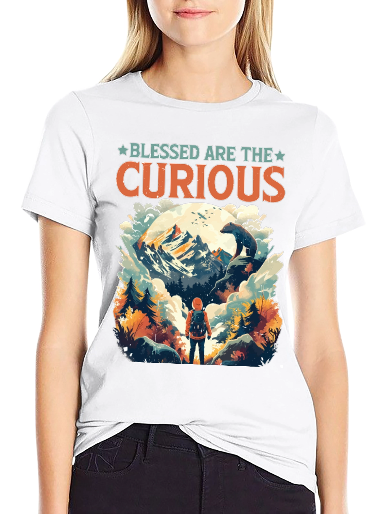 Black Blessed Are The Curious Adventure Tee view 9