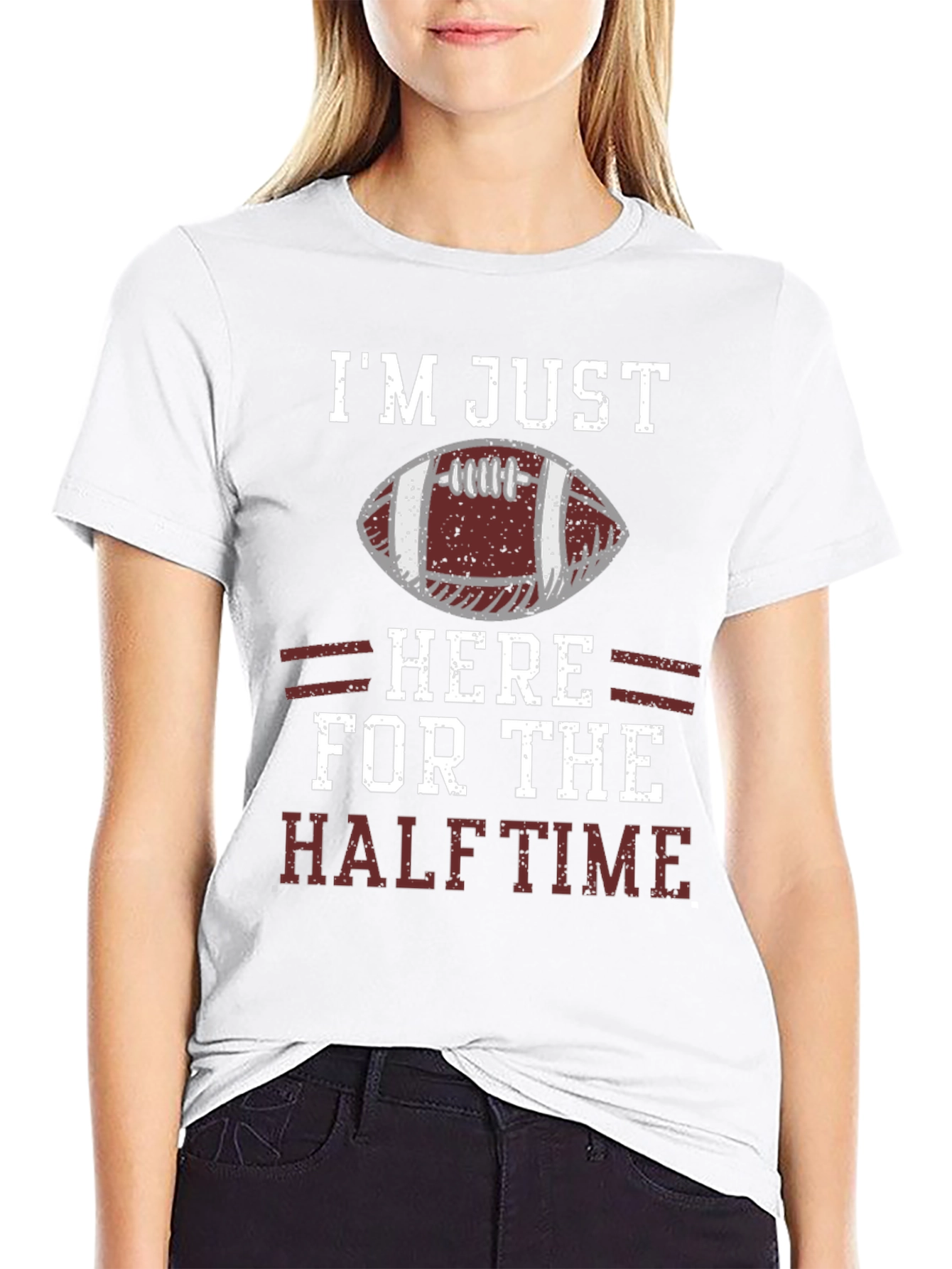 Black I'm Just Here for the Halftime Football T-Shirt view 9