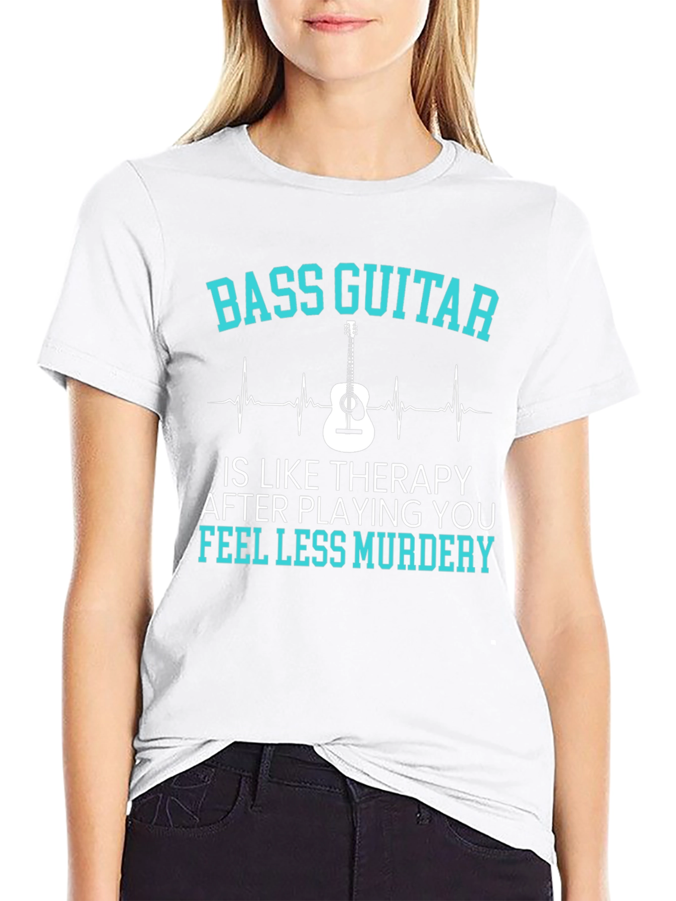 Black Bass Guitar Therapy Tee - Music Lover Gift view 9
