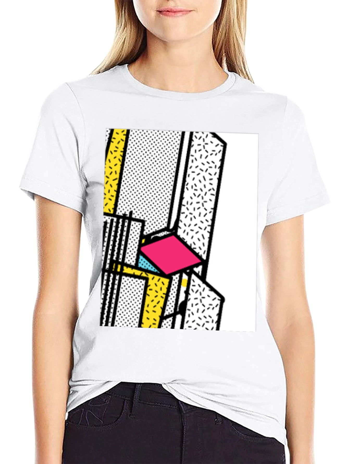 Black Retro Memphis Design Black T-Shirt view 9