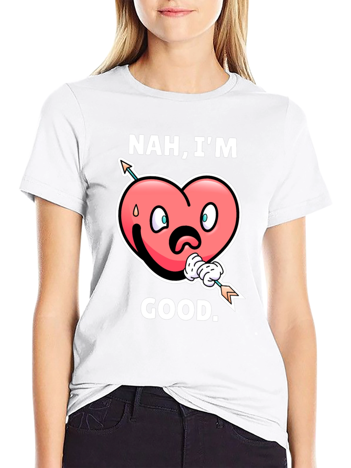 Black Nah, I'm Good! Valentine's Graphic T-Shirt view 9