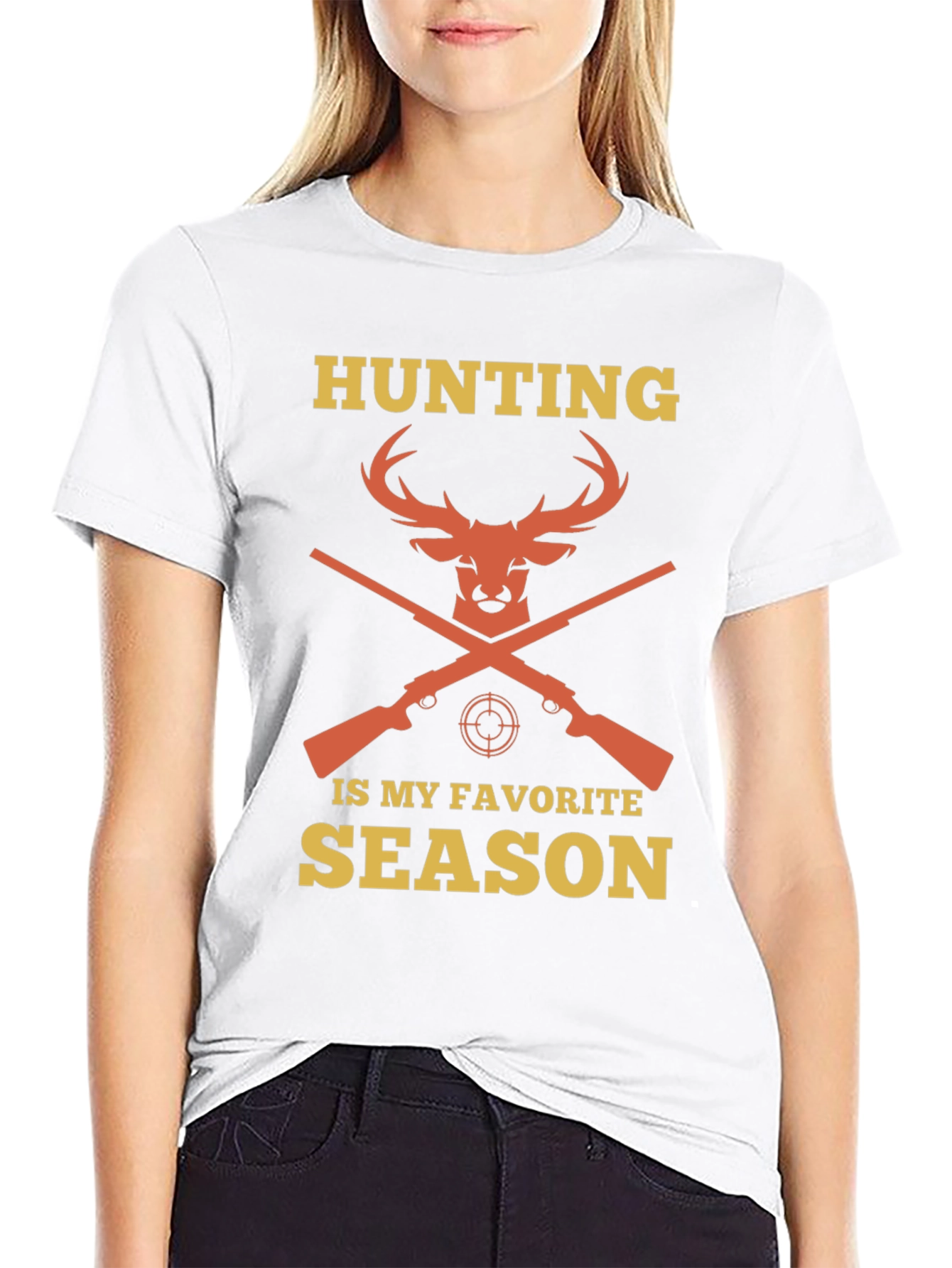 Black Hunting Season Tee - Deer & Rifle Design view 9