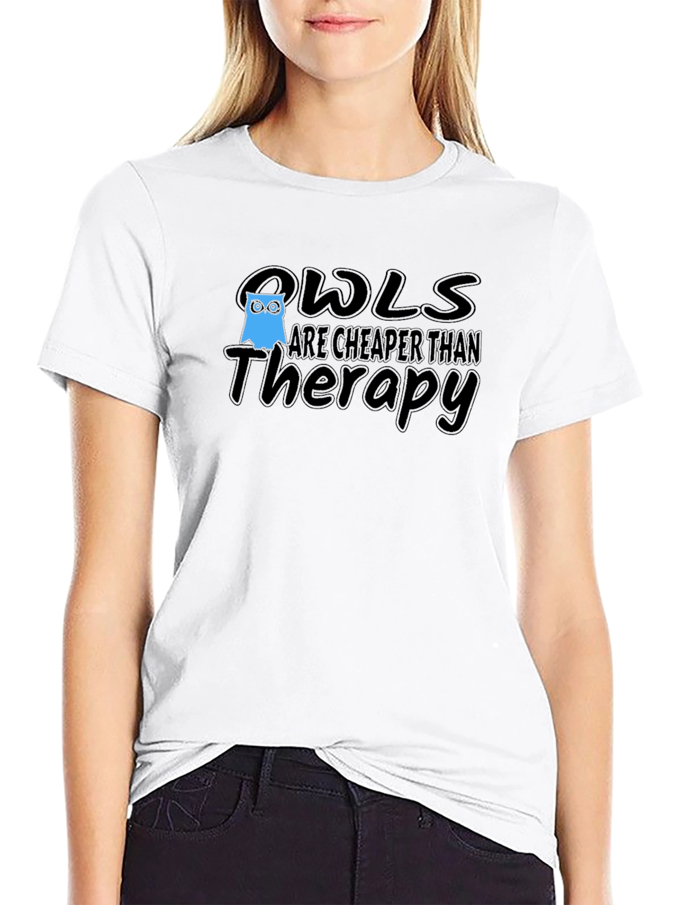 Black Owls are Cheaper Than Therapy T-Shirt view 9