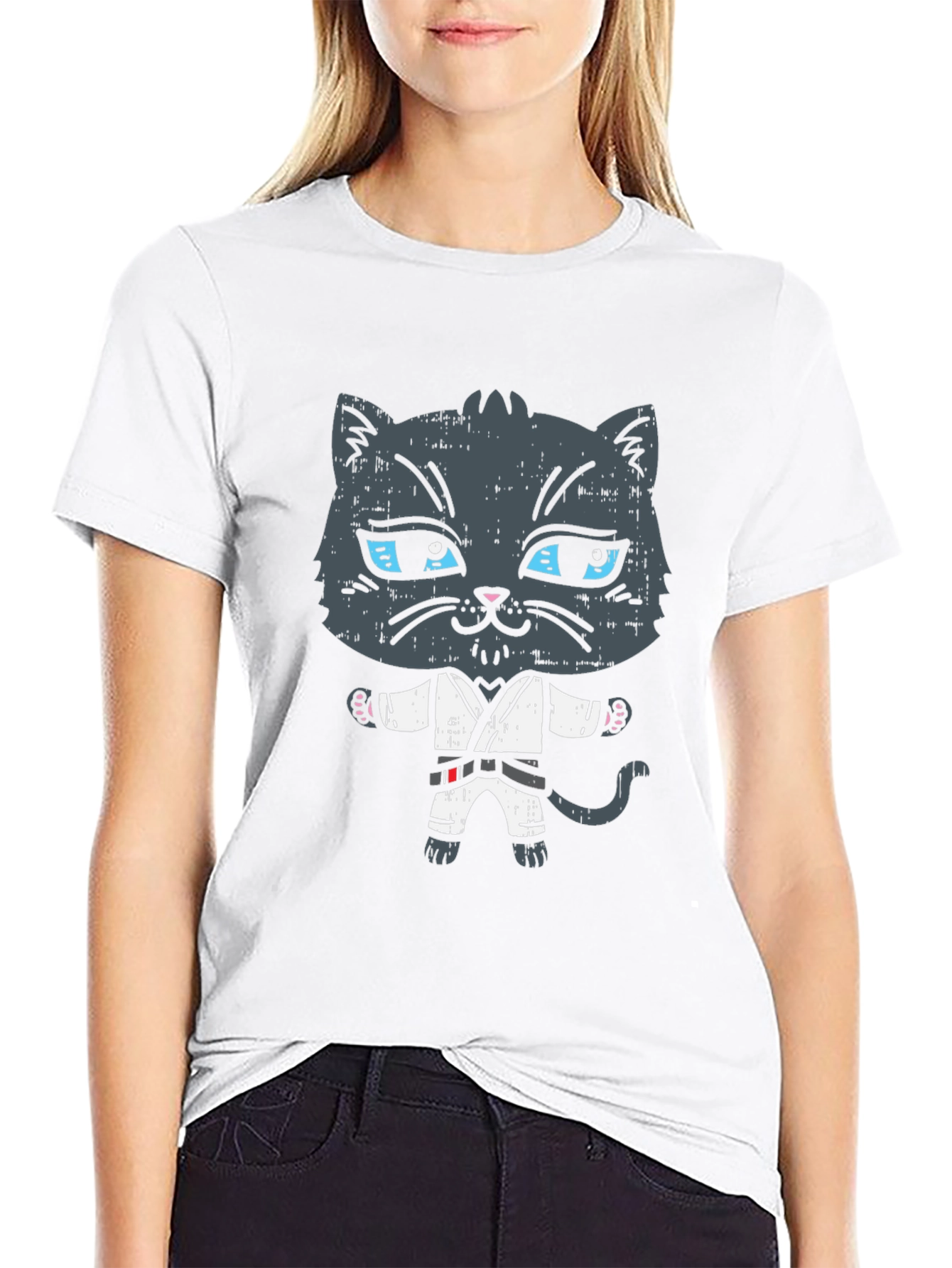 Black Karate Cat T-Shirt - Martial Arts Kitten Tee view 9
