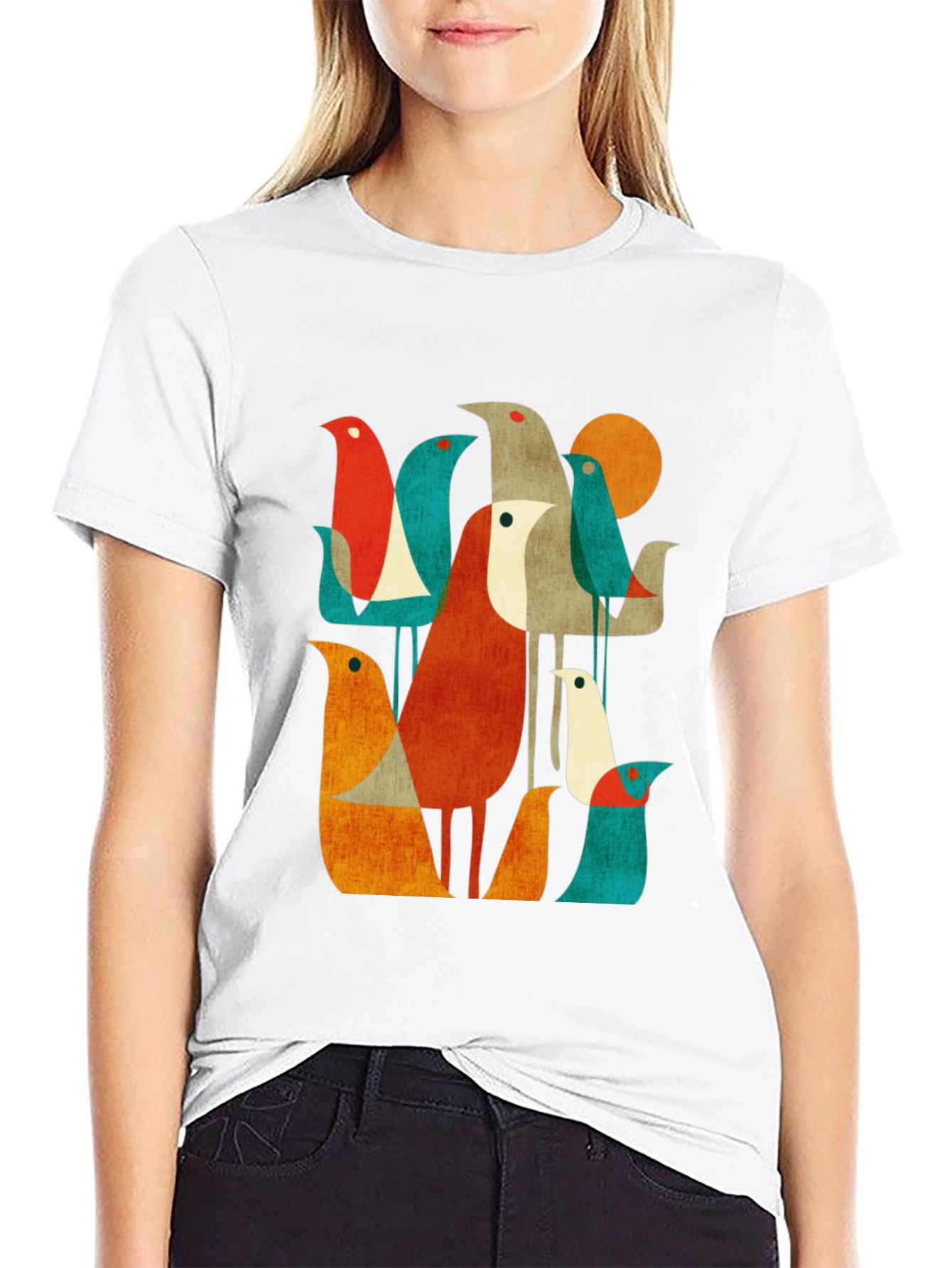 Black Retro Bird Graphic T-Shirt view 9