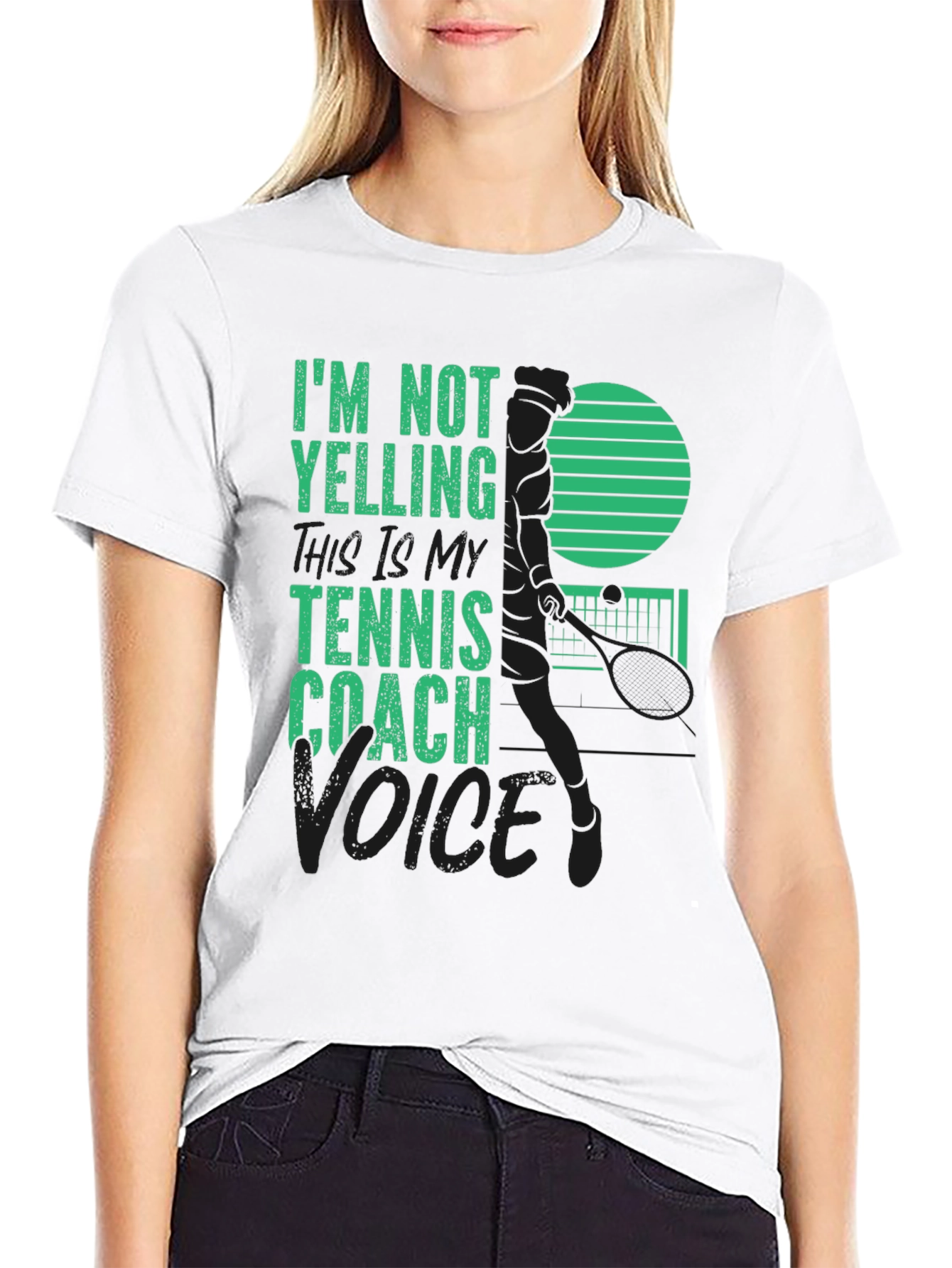 Black Tennis Coach T-Shirt - I'm Not Yelling view 9