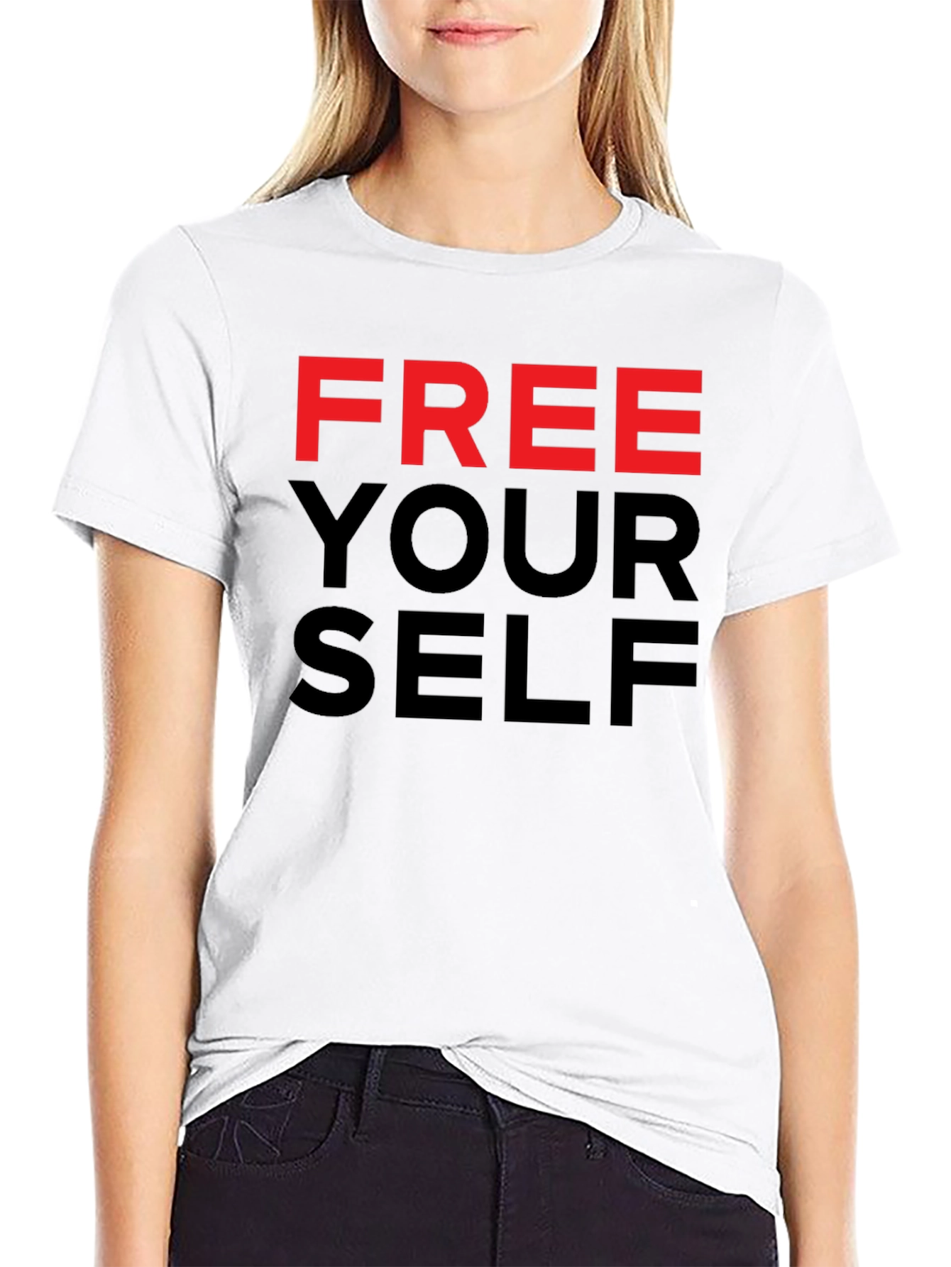 Black Free Yourself Graphic Tee - Bold Statement Shirt view 9