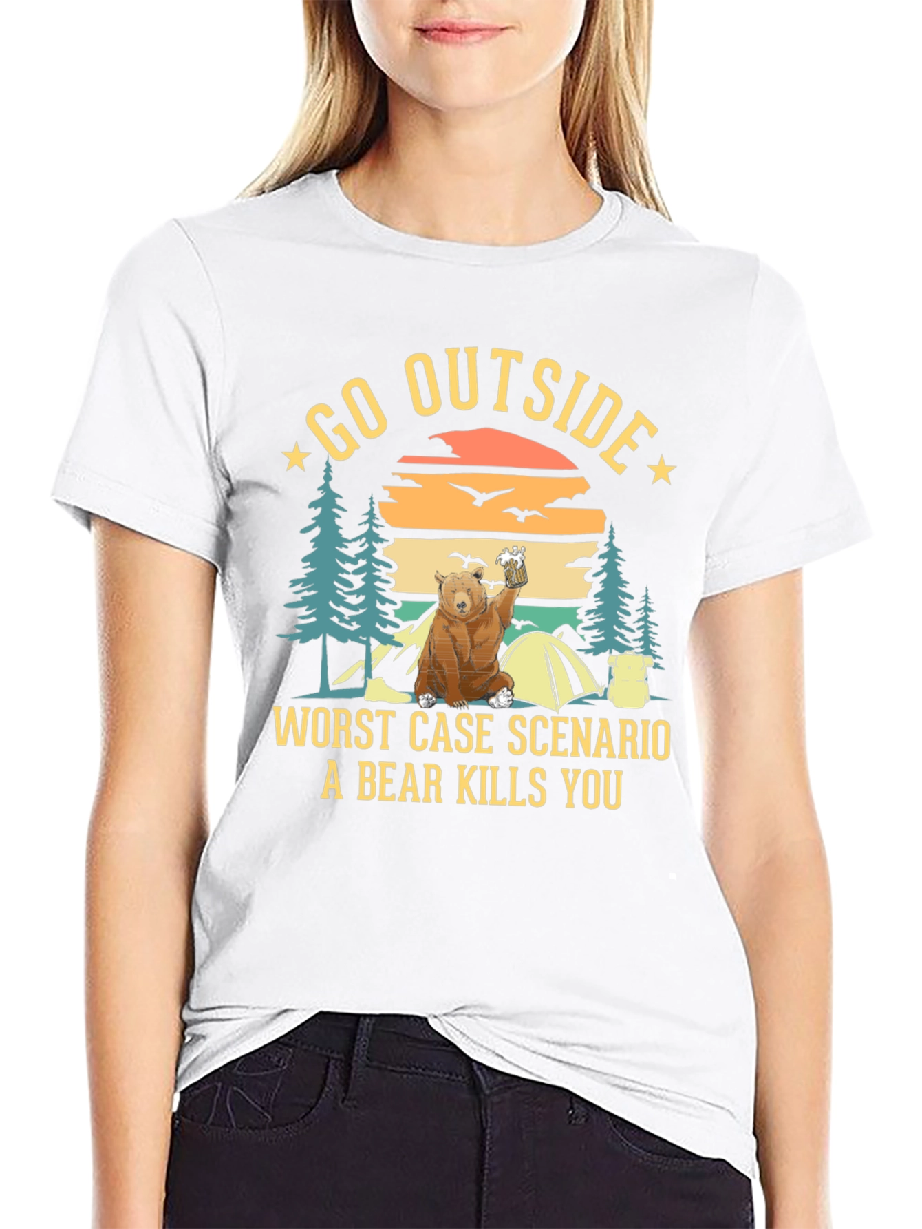 Black Go Outside Bear T-Shirt view 9