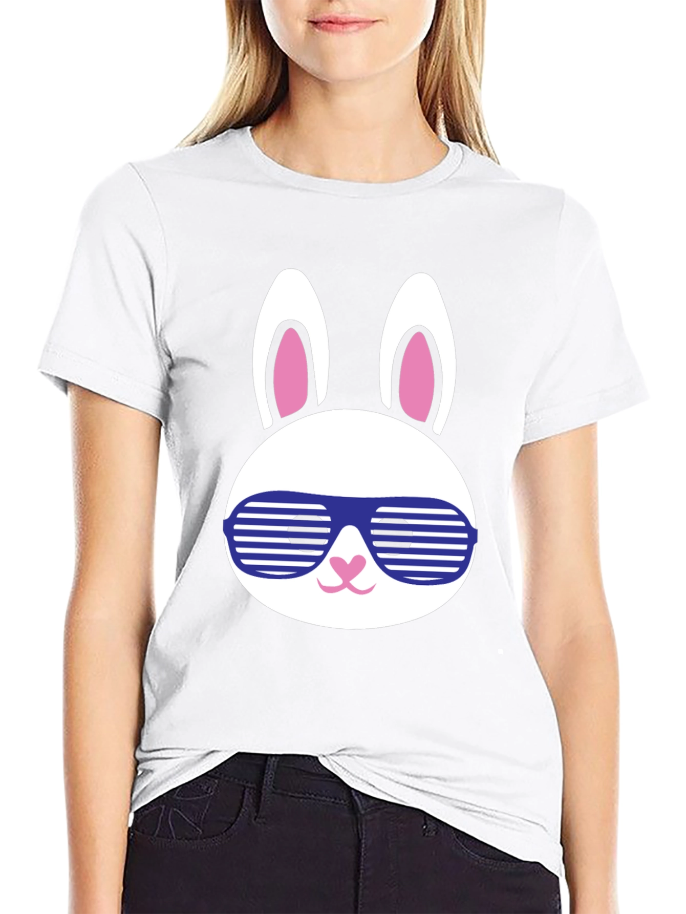 Black Cool Bunny Graphic Tee view 9