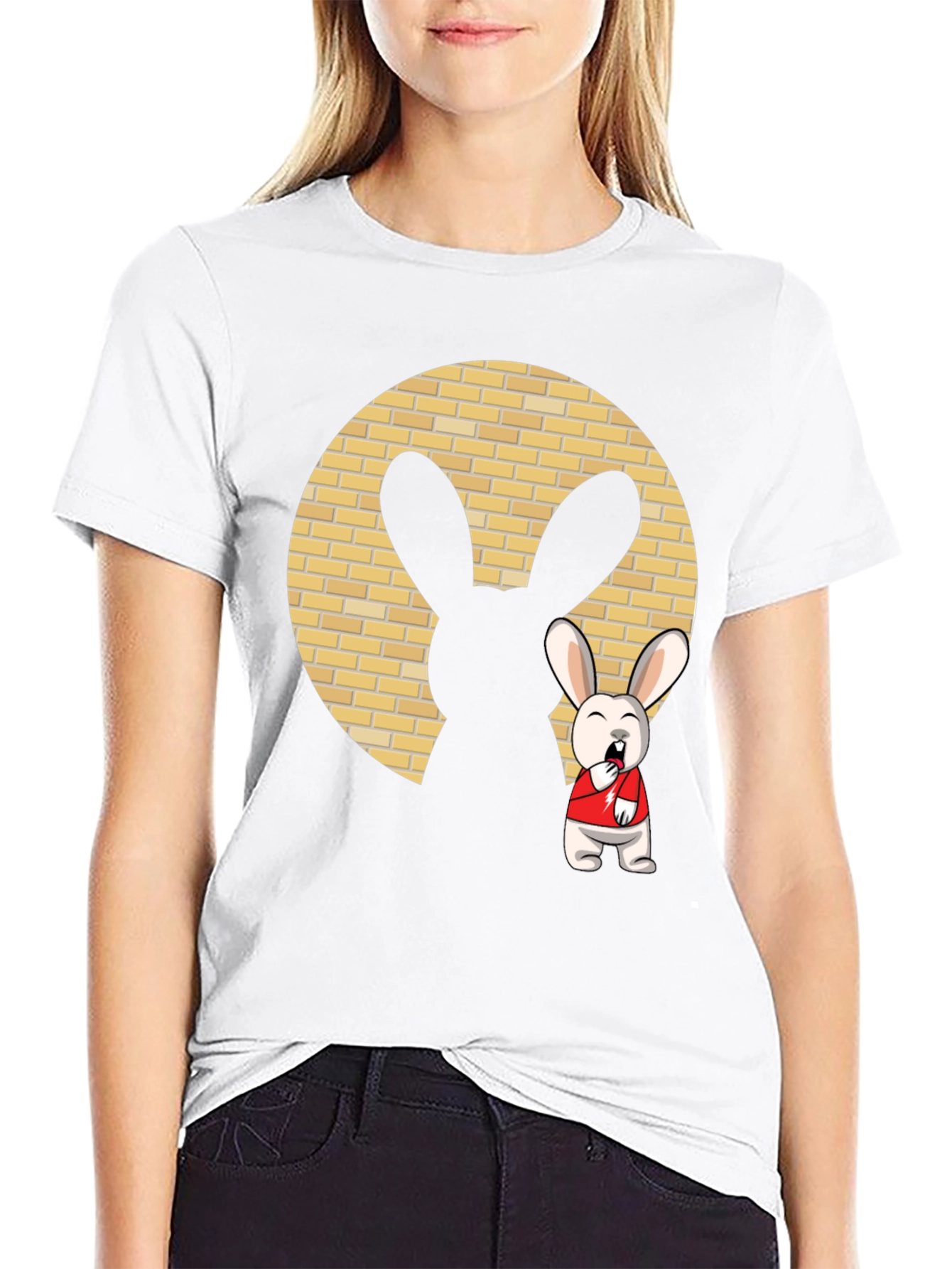Black Cartoon Rabbit T-Shirt view 9