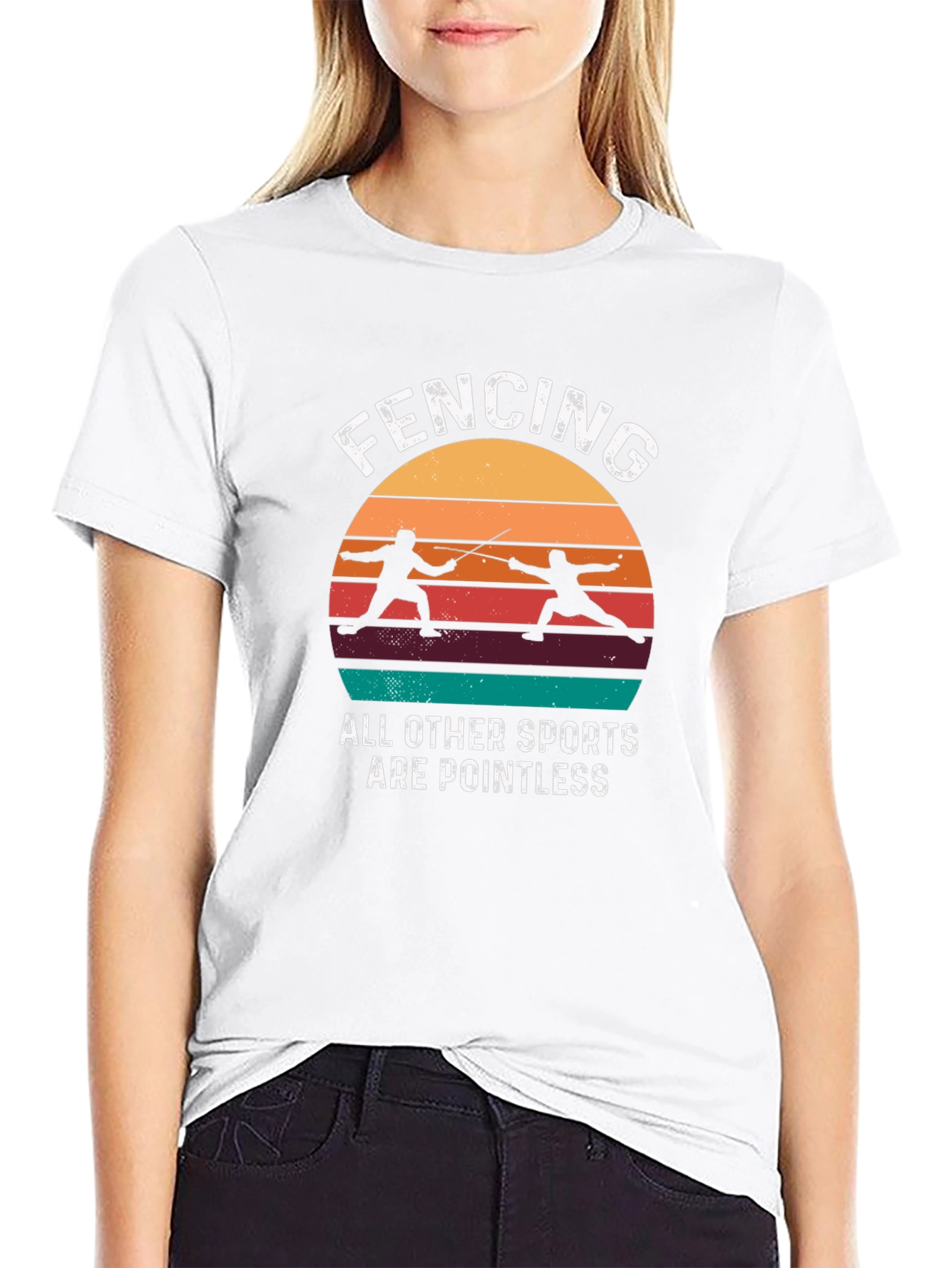Black Fencing Retro Graphic T-Shirt view 9