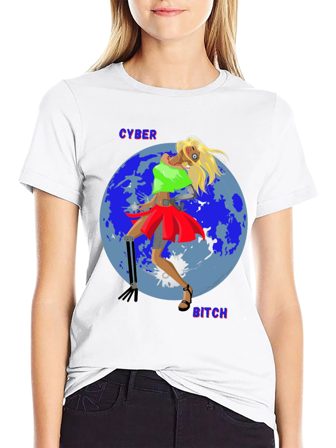 Black Cyber Bitch T-Shirt - Unique Graphic Tee view 9