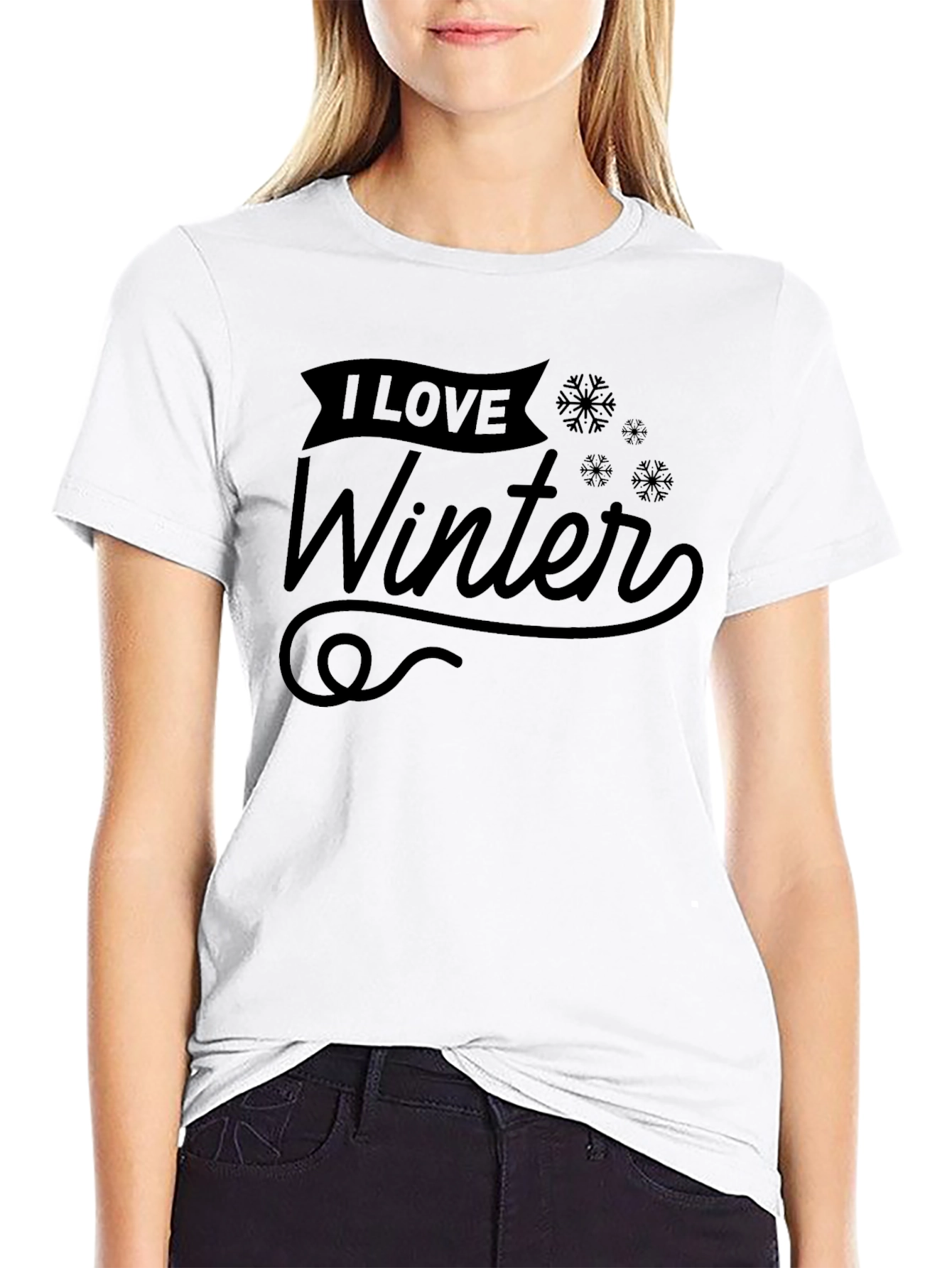 Black I Love Winter Graphic Tee - Stylish Holiday Apparel view 9
