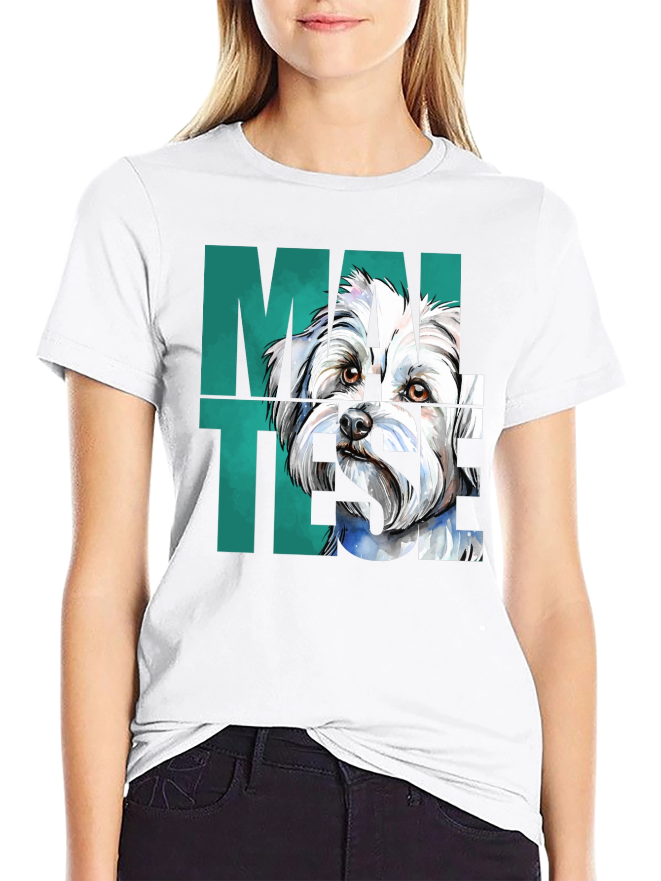 Black Maltese Dog Graphic Print T-Shirt - Cool Dog Lover Tee view 9