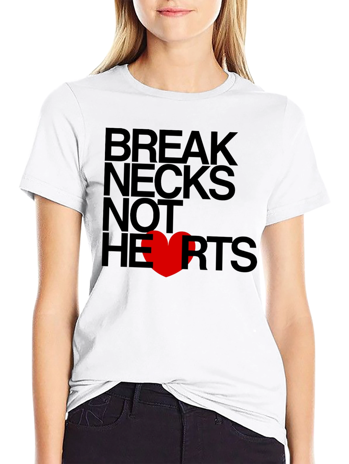 Black Break Necks Not Hearts Graphic T-Shirt view 9