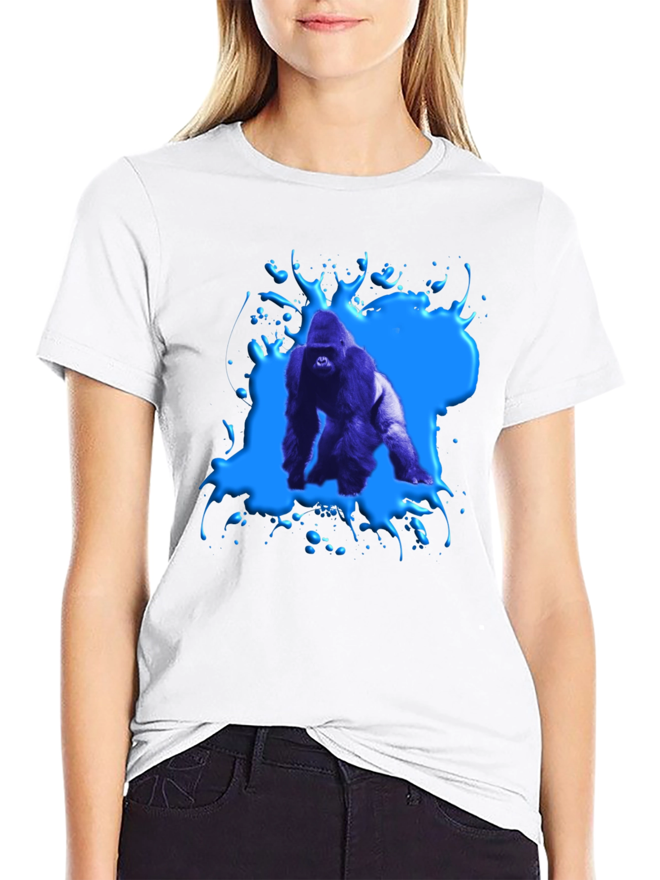 Black Gorilla Splash Graphic Tee - Bold Black T-Shirt view 9