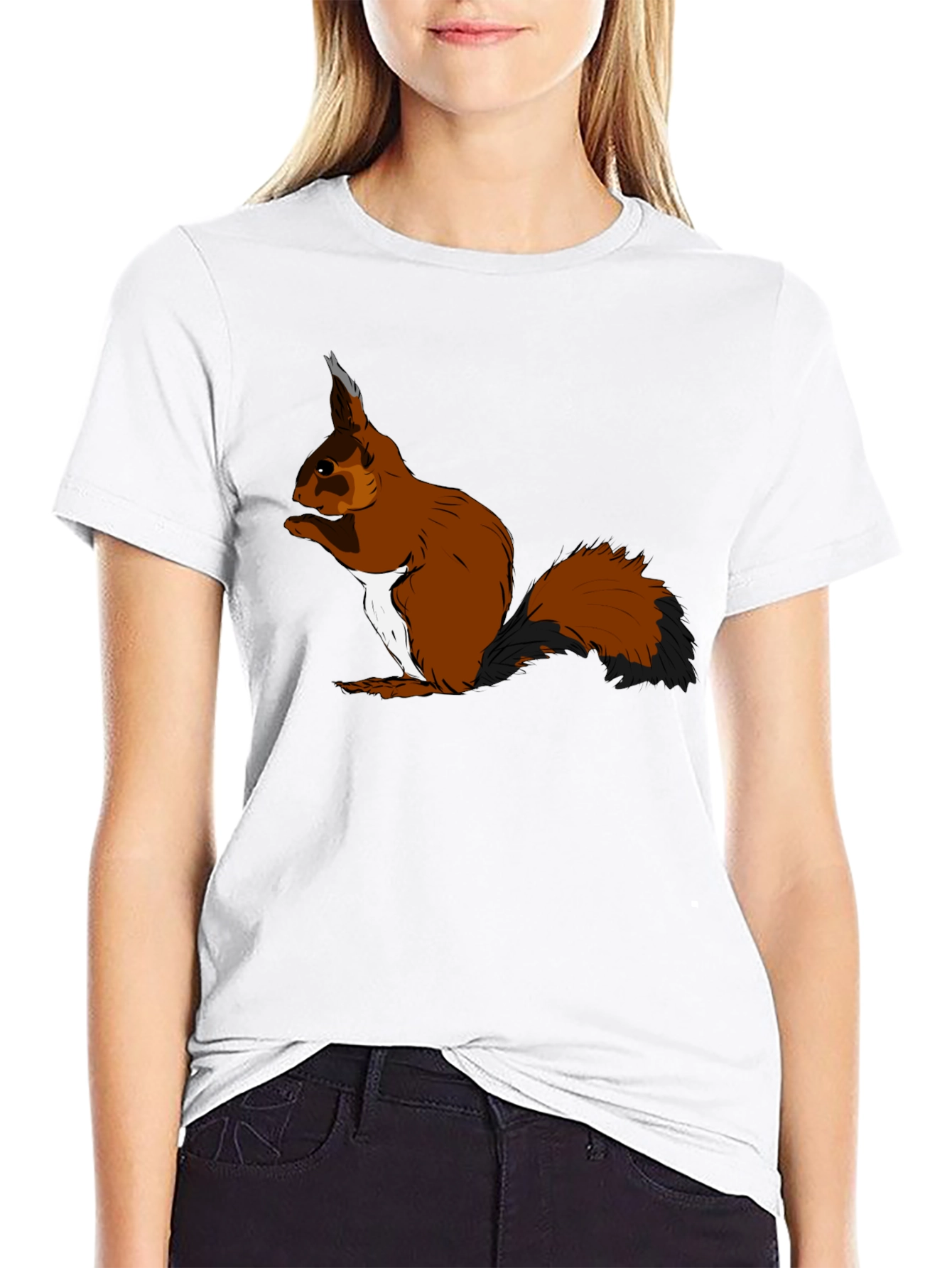 Black Squirrel Graphic T-Shirt - Black Cotton Tee view 9