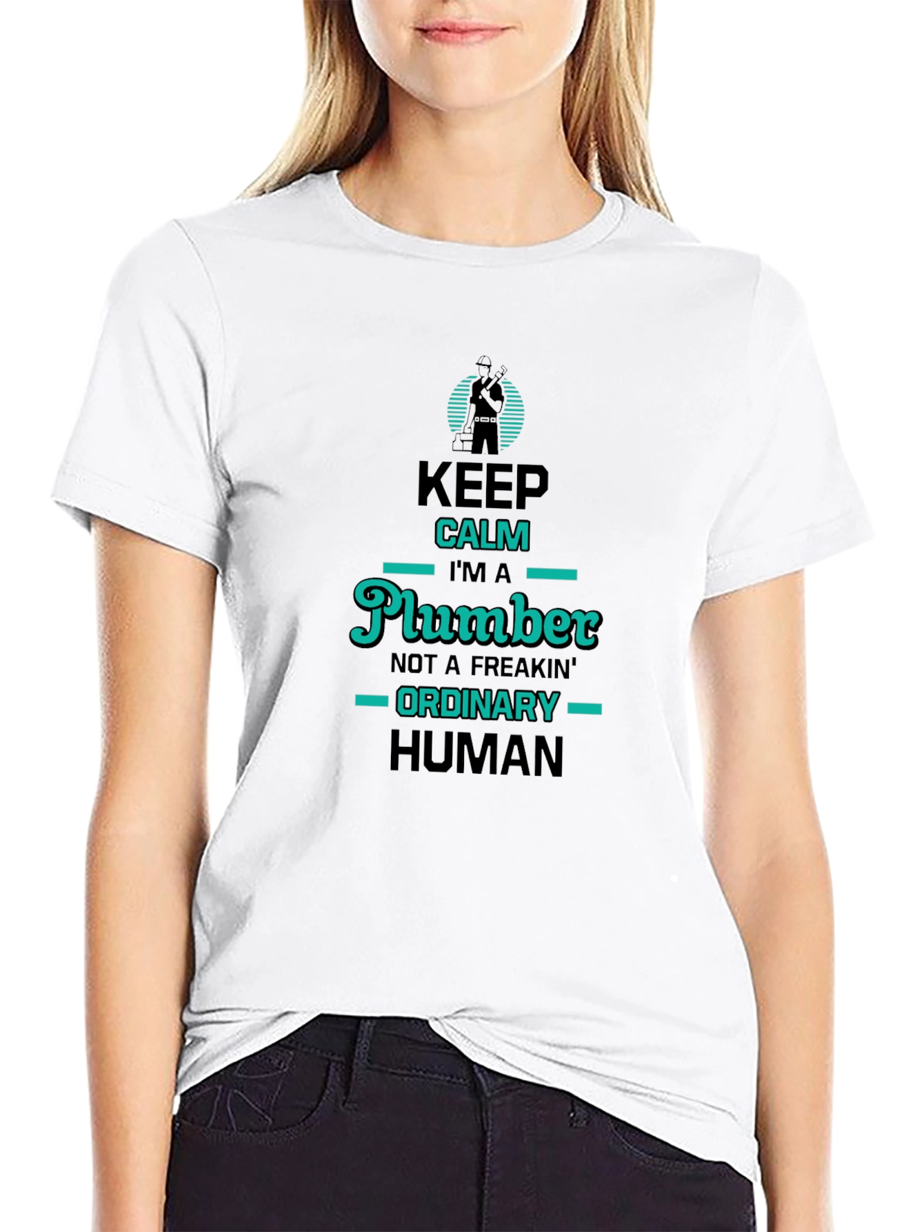 Black Keep Calm Plumber T-Shirt: Unique & Funny Design view 9