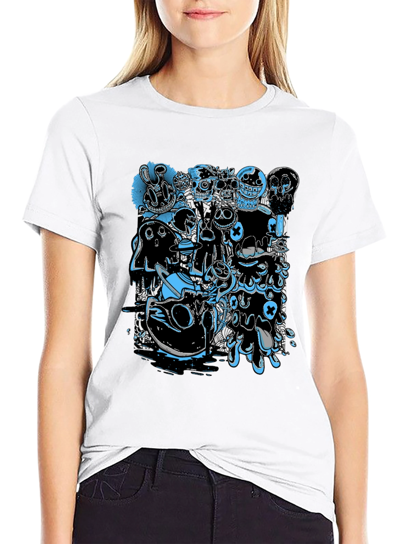 Black Unique Graphic Print Black T-Shirt view 9