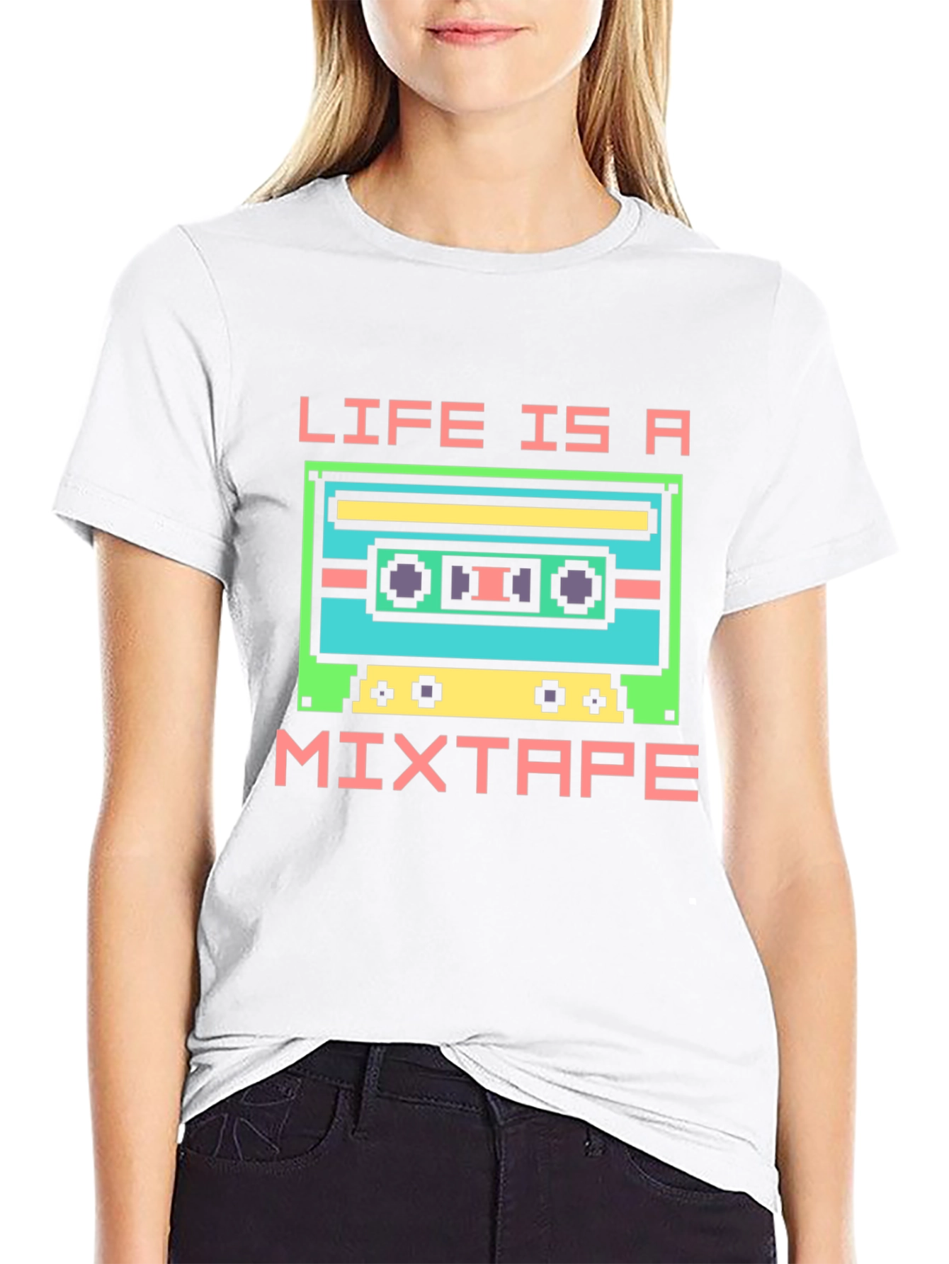 Black Life is a Mixtape Retro Pixel T-Shirt view 9