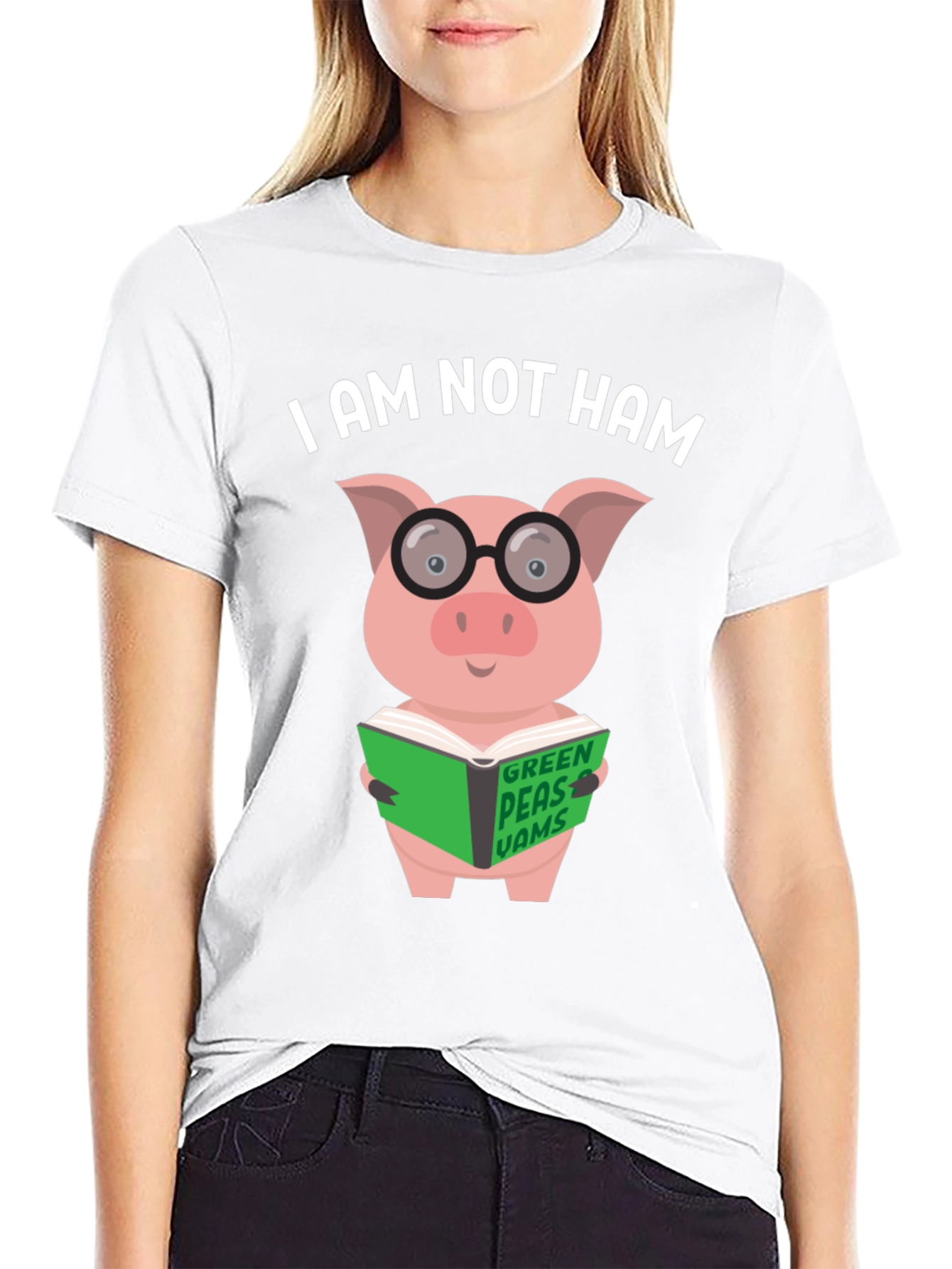 Black I Am Not Ham - Pig Reading Book T-Shirt view 9