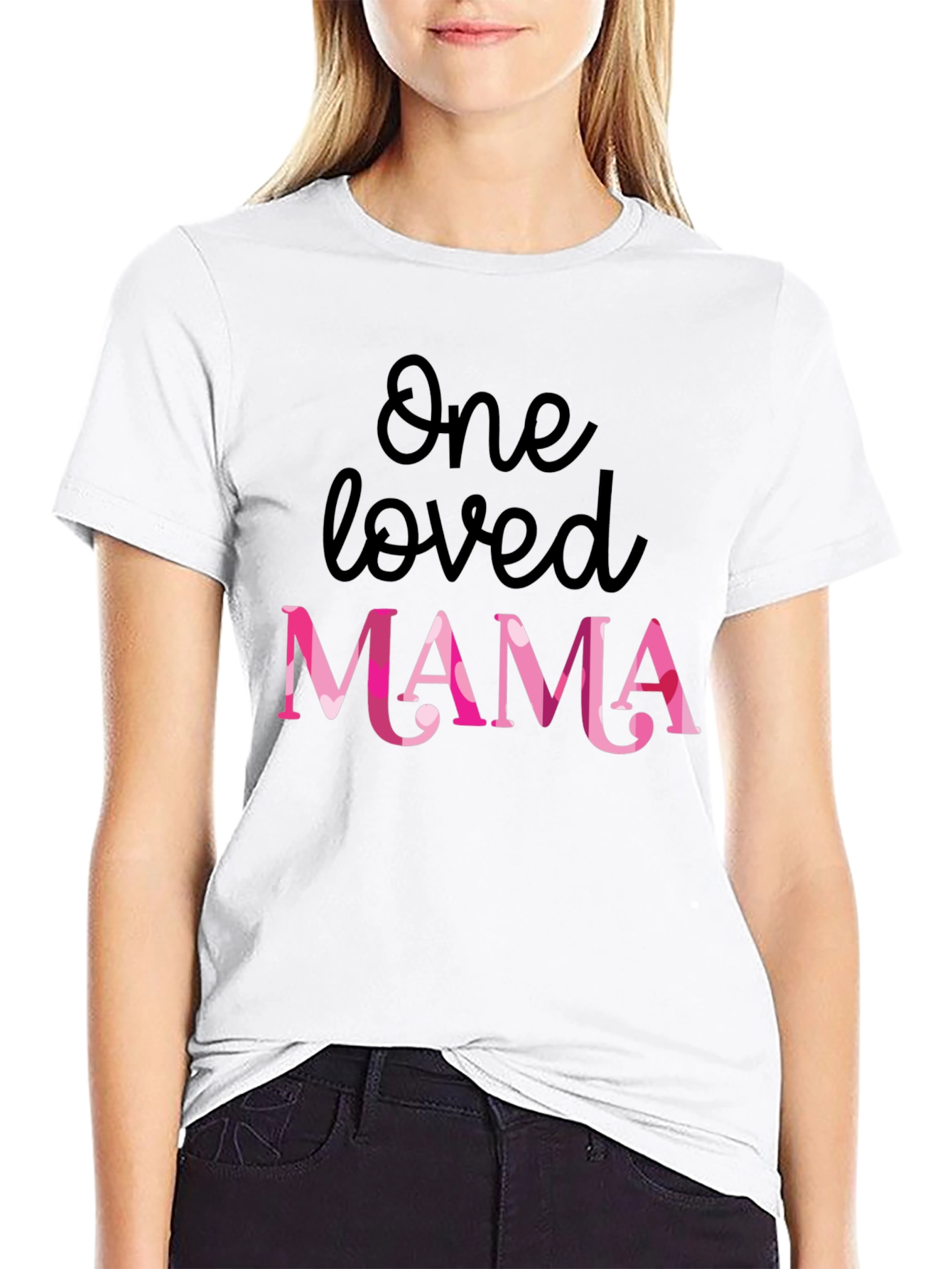 Black One Loved Mama Graphic Tee - Cute Mother's Day Gift view 9