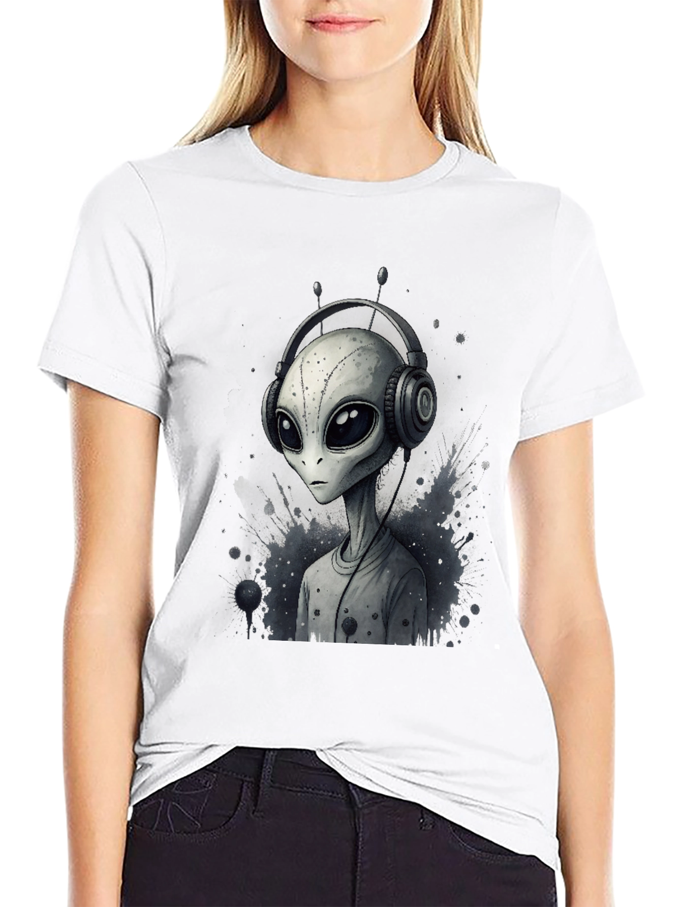 Black Alien DJ Graphic Tee - Black view 9