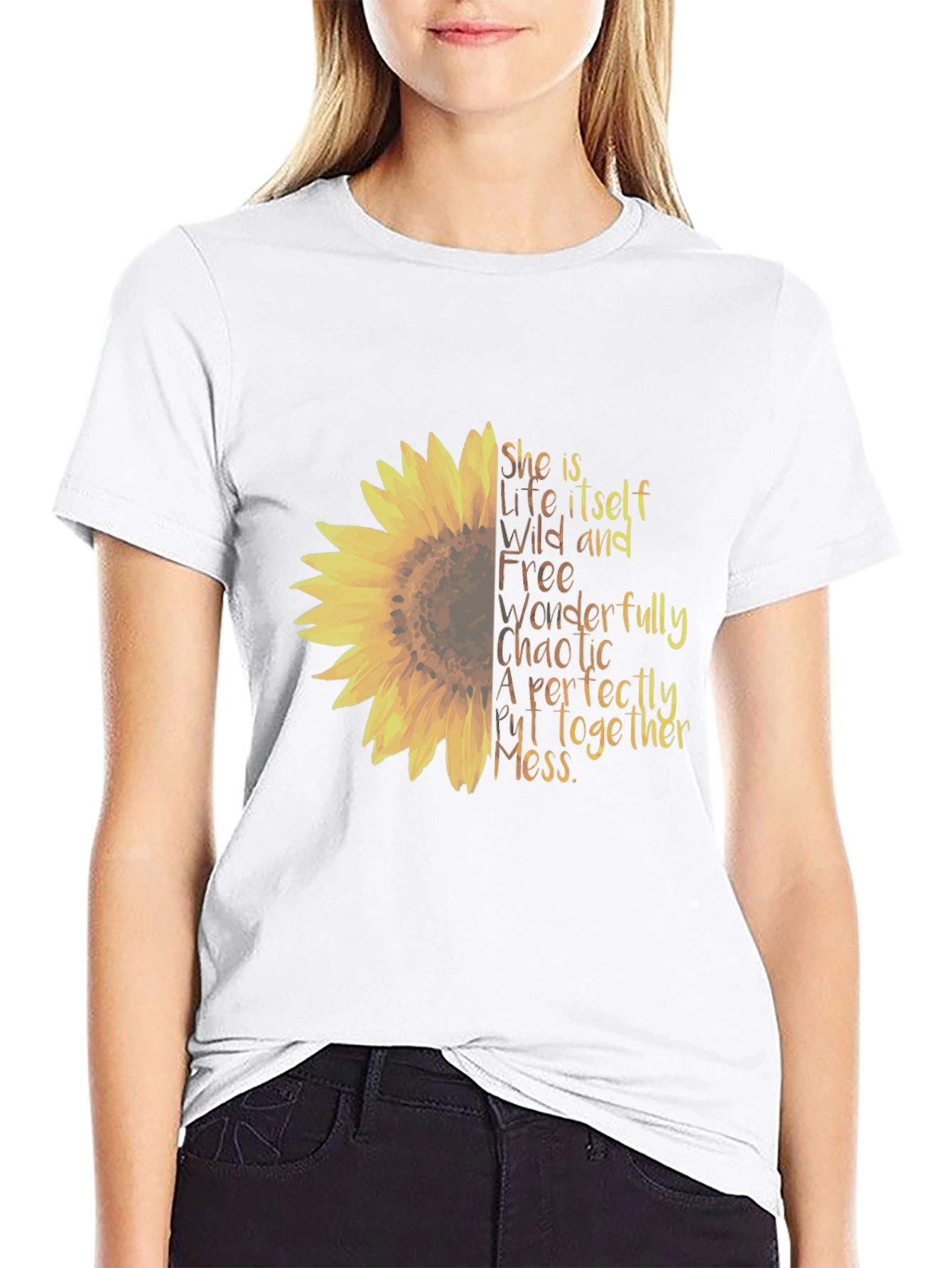 Black Sunflower Graphic Tee - Perfectly Chaotic Mess Shirt view 9