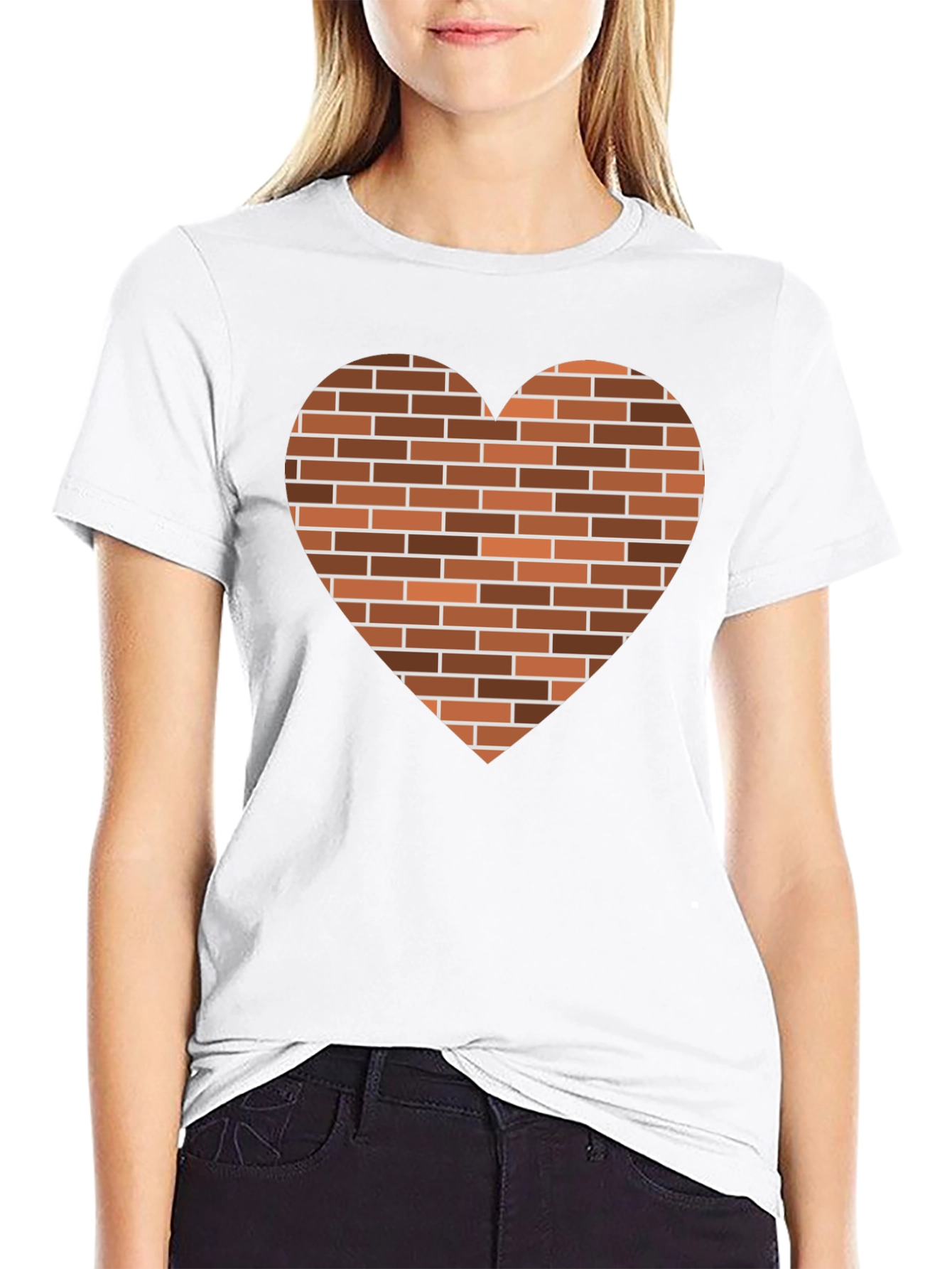 Black Brick Heart Graphic Tee - Unique Casual Shirt view 9