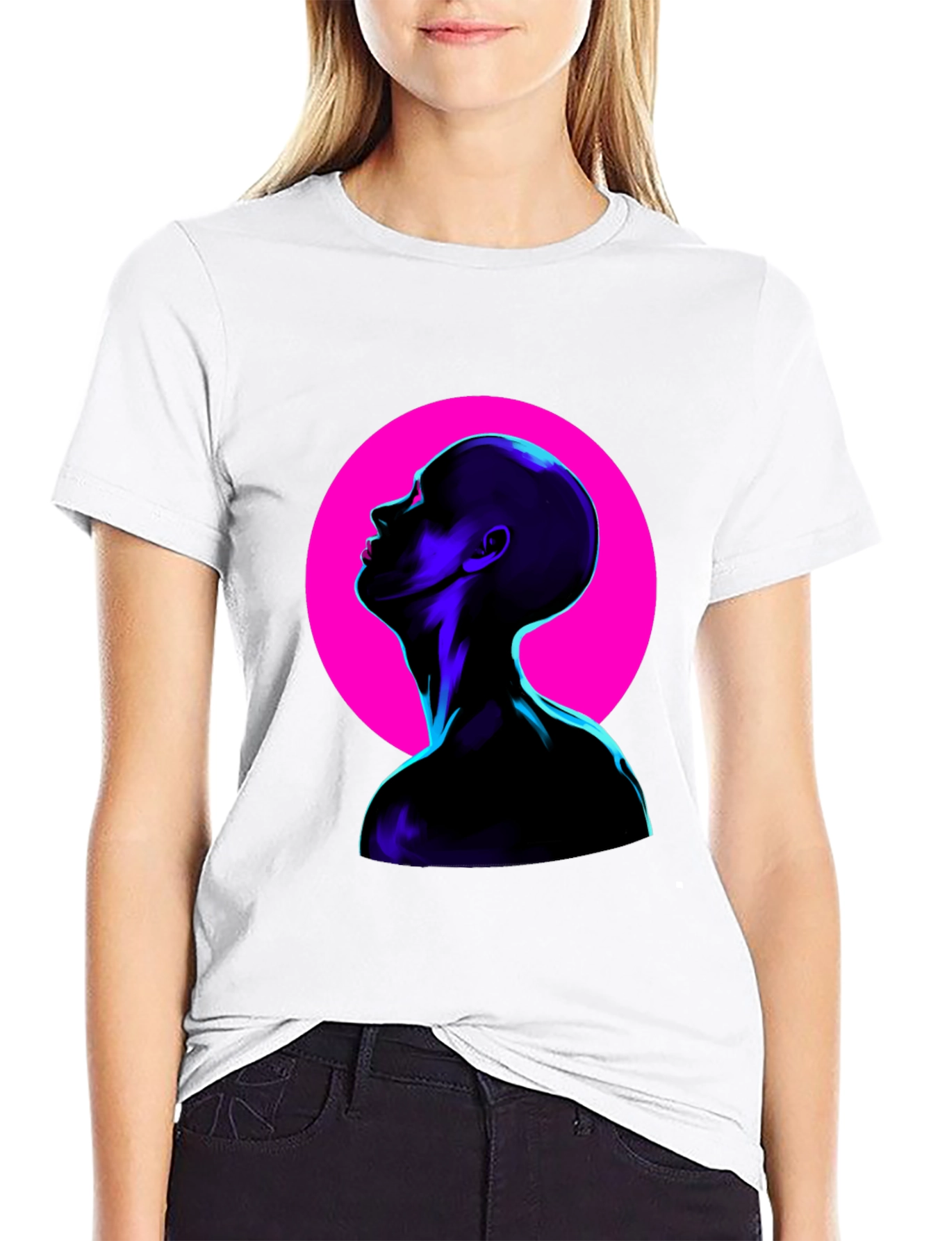 Black Cyberpunk Silhouette Graphic Tee - Bold Black view 9